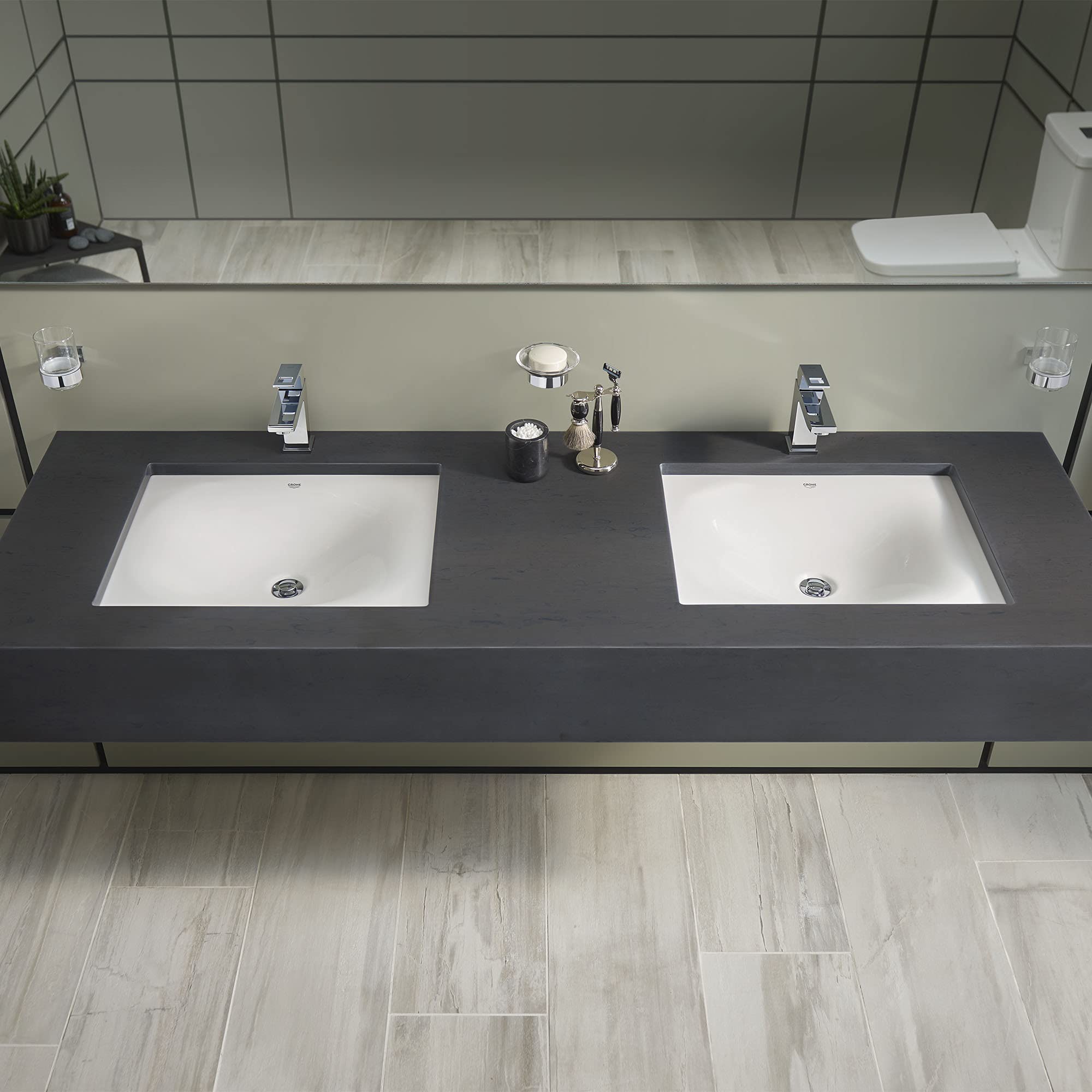 GROHE 39660000 Eurocube Bathroom Sink in Alpine White - Modern Square Ceramic Vessel Sink for Bathroom Vanity, Powder Room & Guest Bath | Durable & Easy to Clean