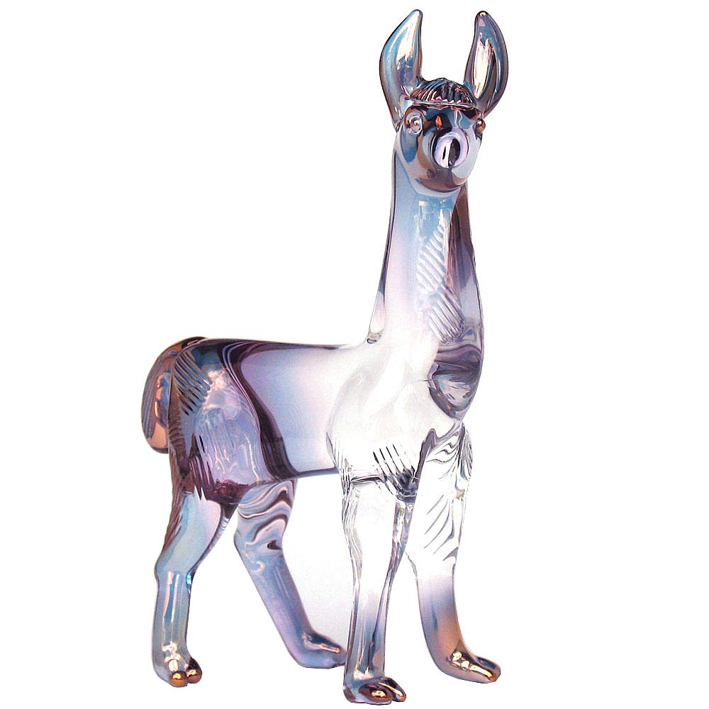 Handmade Blown Glass Llama Figurine - Unique Home Decor & Collectible Gift for Animal Lovers - Perfect for Bookshelf, Office Desk, and Living Room Display