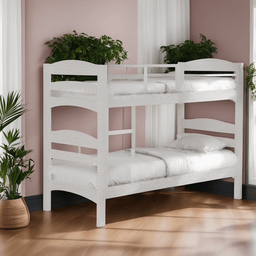 Fiona White Wooden Double Decker Bed Frame - Sturdy Bunk Bed for Kids & Teens - Space Saving Twin Over Twin Loft Bed for Small Rooms & Dormitories