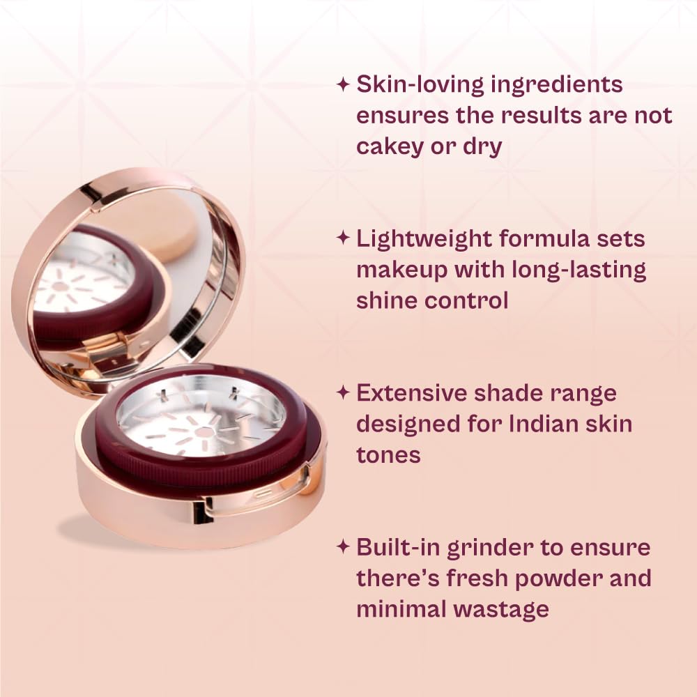 Typsy Beauty Hustle & Grind Setting Powder - Strawberry Shake | Zero Waste Built-in Powderizer | Hyaluronic Acid & Ceramides Infused | Soft Pink Paraben-Free Makeup (4.5g) | Perfect for Oil Control & Flawless Finish All Day
