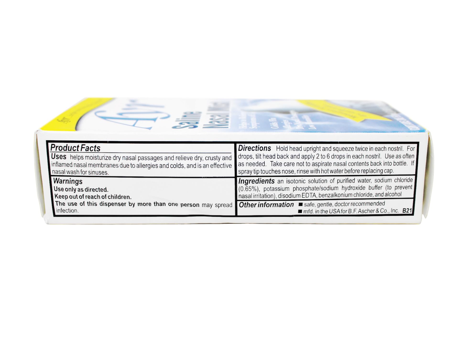 Ayr Saline Nasal Mist Spray - 1.69 Oz (2 Pack) | Sterile Nasal Spray for Dry Nose Relief, Allergies & Congestion | Perfect for Travel, Home & Office Use