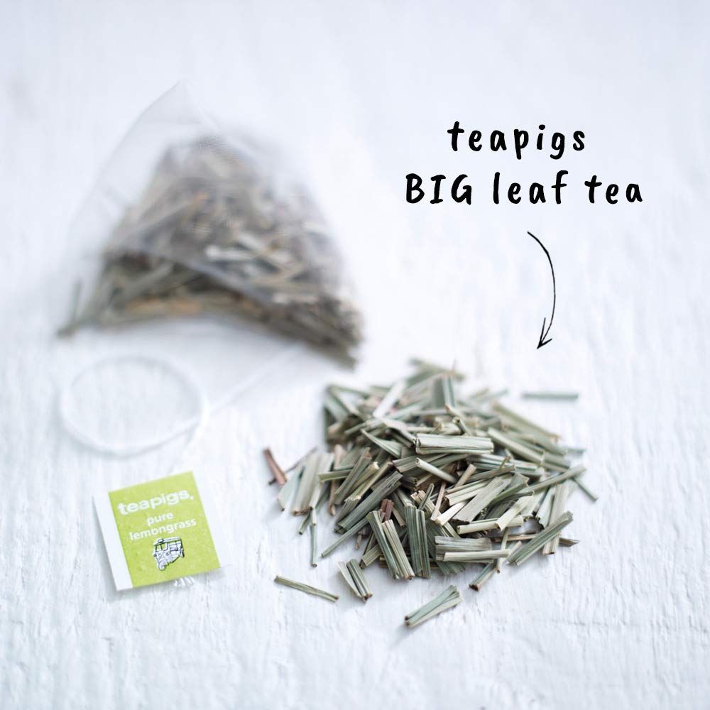 Teapigs Pure Lemongrass Herbal Tea Bags - 15 Count Pack of Whole Leaf Tea for Relaxation & Digestion - Perfect for Stress Relief, Afternoon Tea & Wellness Routines