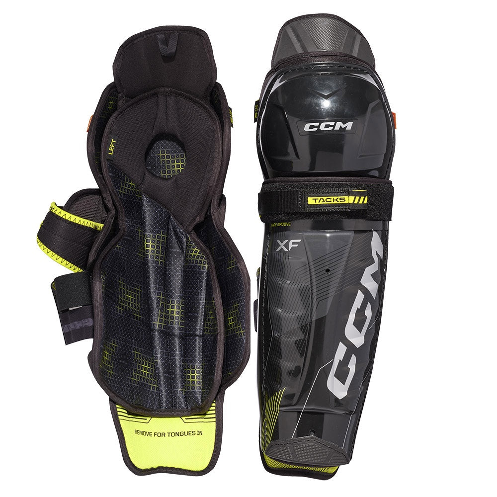 CCM Tacks XF Junior Ice Hockey Shin Guards - Youth Protective Gear for Hockey Players - Perfect for Games, Practice & Training