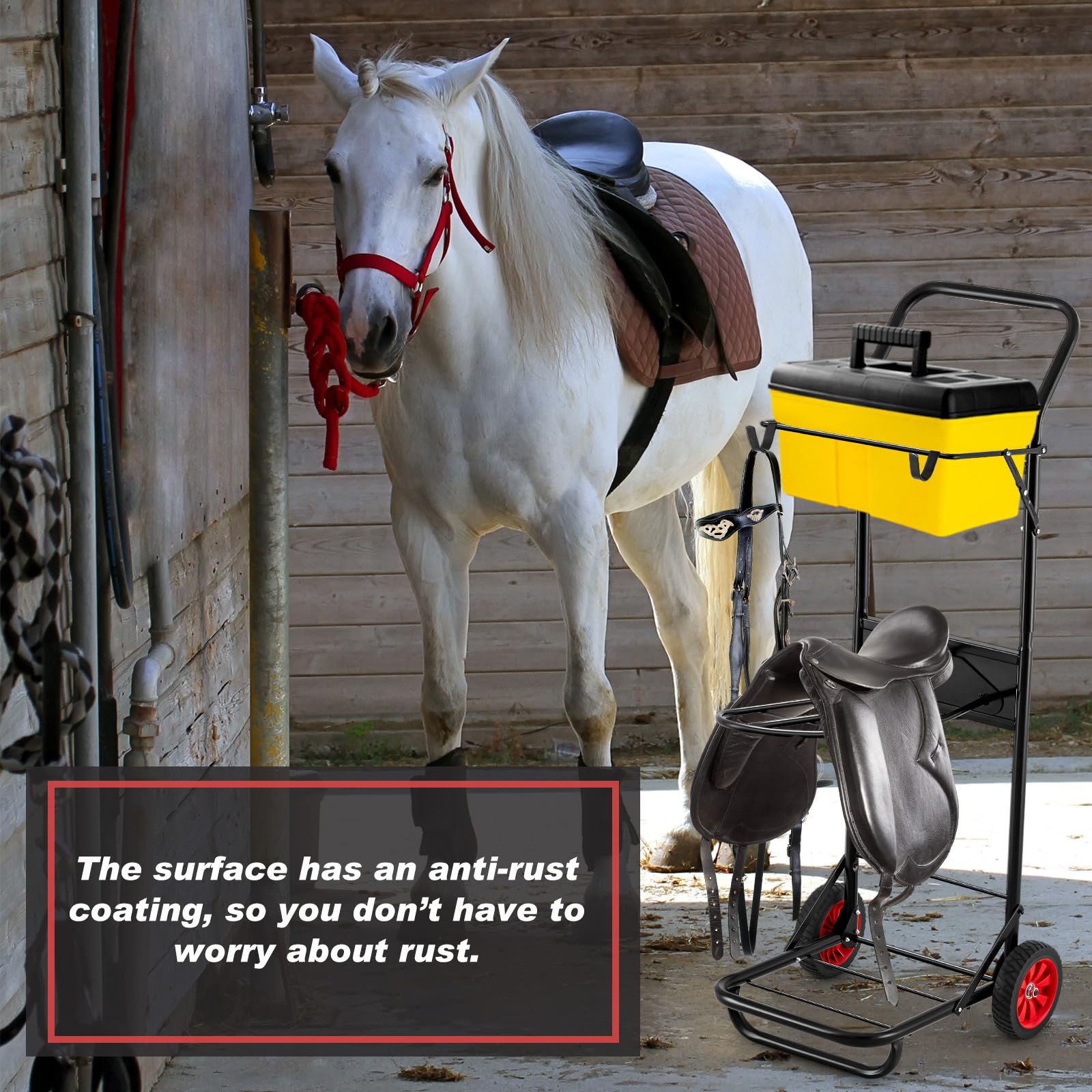 Heavy Duty Foldable Horse Saddle Cart with Wheels - 50