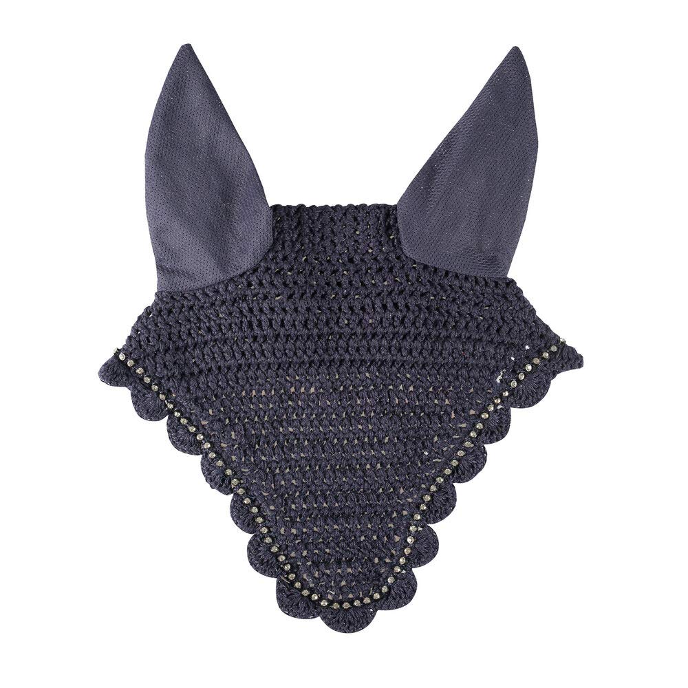 Horze Monaco Fly Hood with Crystals - Dark Navy for Equestrian Riding