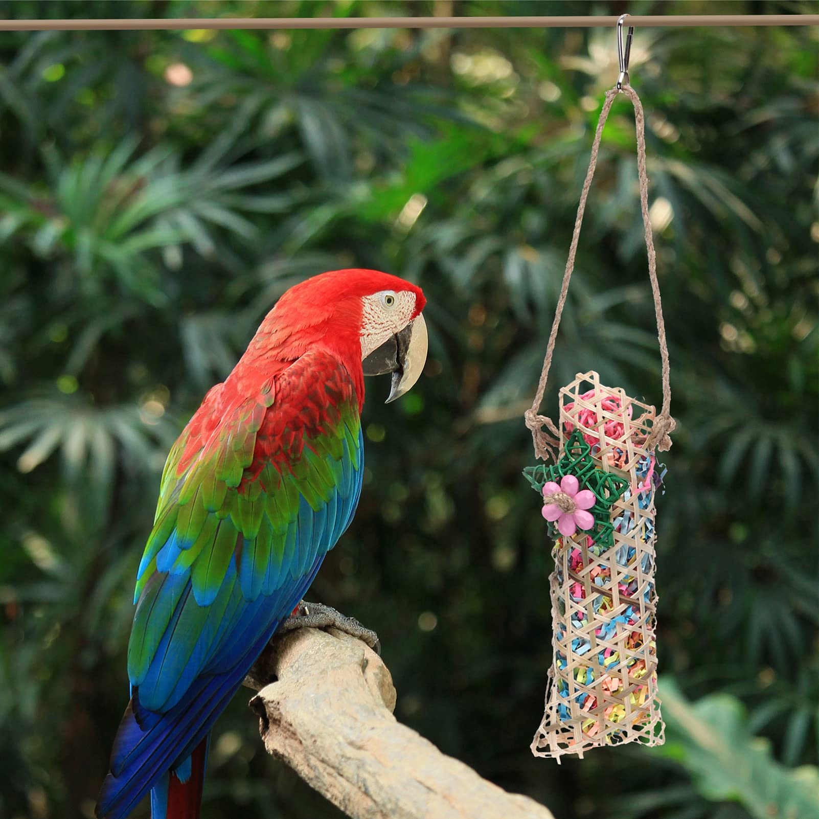 UKCOCO Small Bird Chew Toys for Parrots - Natural Wooden Cage Accessories & Chewing Tools for Pet Birds - Hanging Entertainment Toys for Parrots, Cockatiels, Lovebirds - Perfect for Cage Enrichment & Beak Trimming