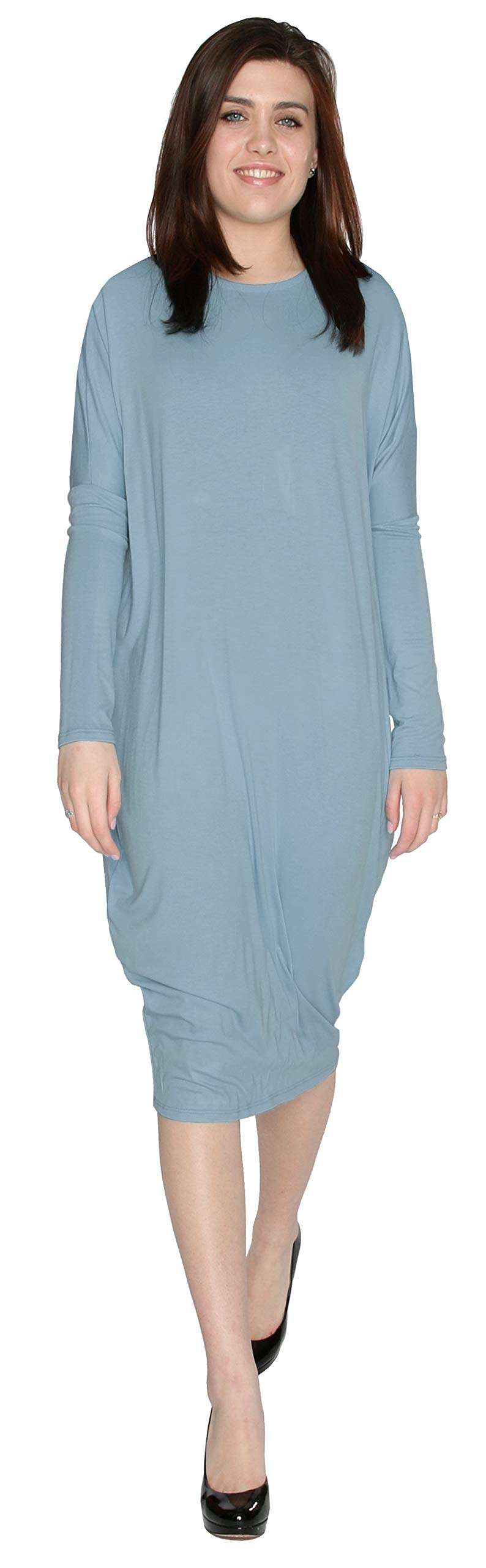BABY O Women's Modest Cover Up Midi Long Cocoon Dress - Comfortable Basic Dress Made in USA - Perfect for Beach, Church & Casual Wear