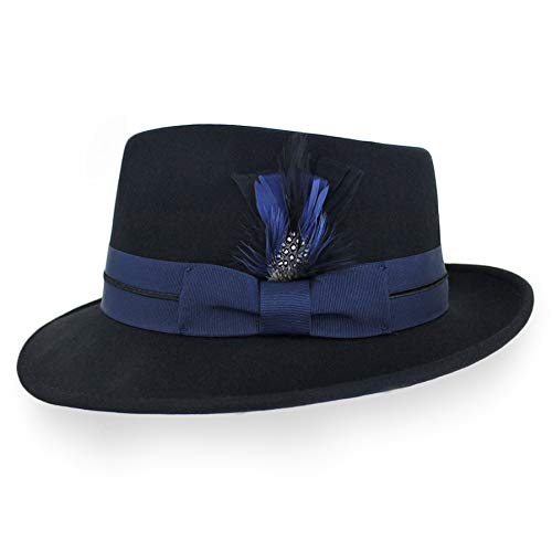 Wool Crushable Fedora Hat - Black, Grey, Navy, Brown for Outdoor & Travel