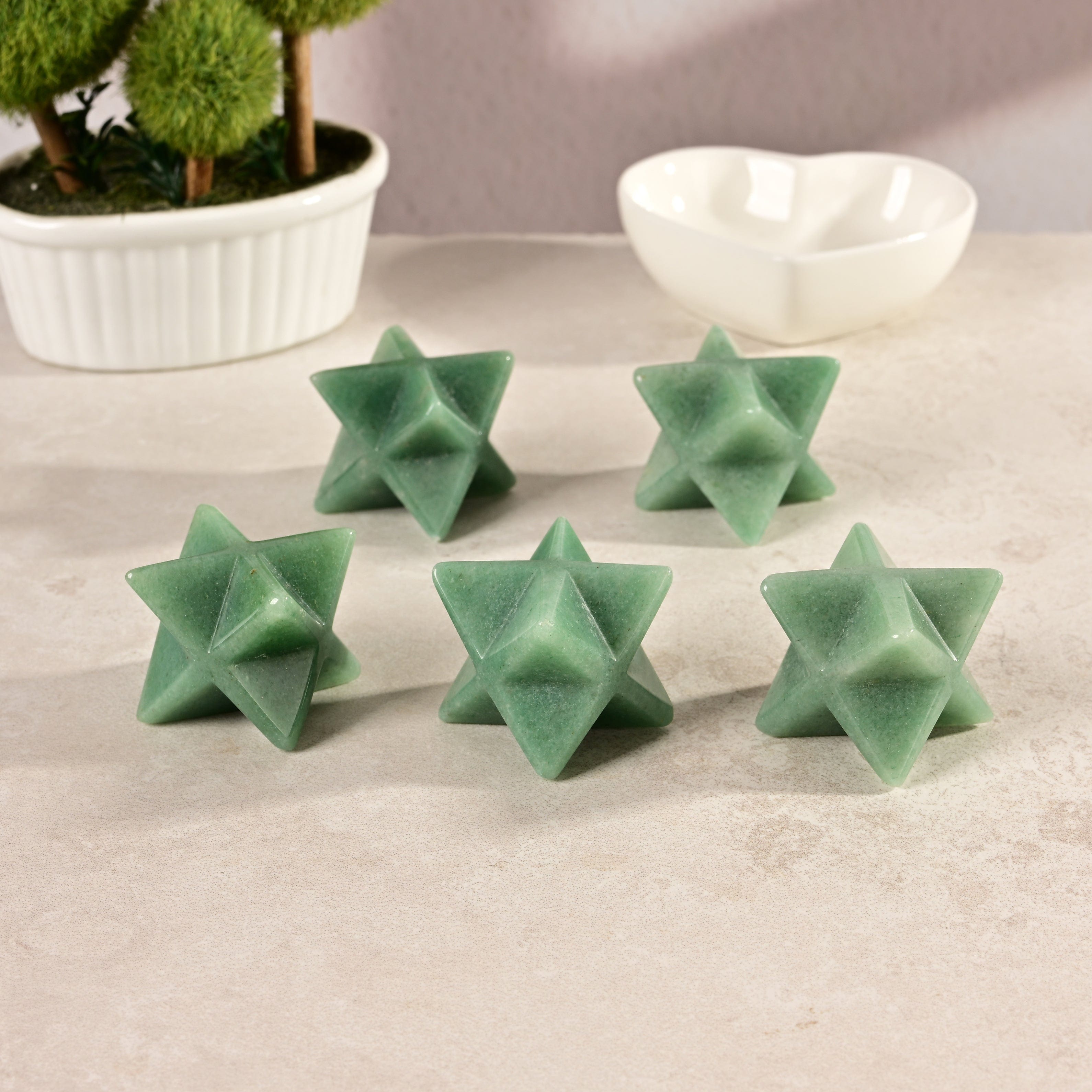 1.25 Inch Aventurine Merkaba Star - Natural Gemstone Carving for Meditation, Healing & Spiritual Decor - Perfect for Yoga, Reiki & Home Altar
