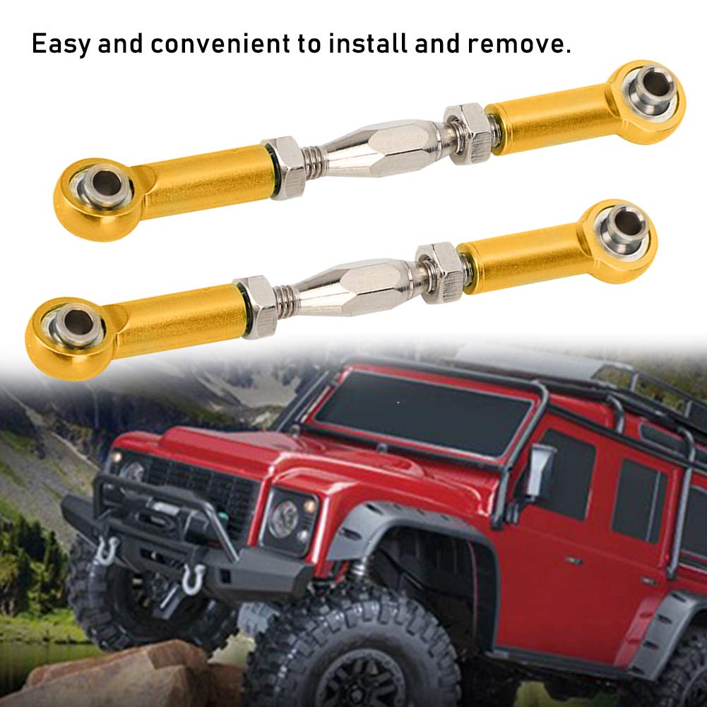Dilwe 6Pcs Aluminum Alloy Adjustable RC Car Push Rods for 1/10 Scale Truggy & Buggy (Gold) - Perfect for RC Car Upgrades and Off-Road Racing