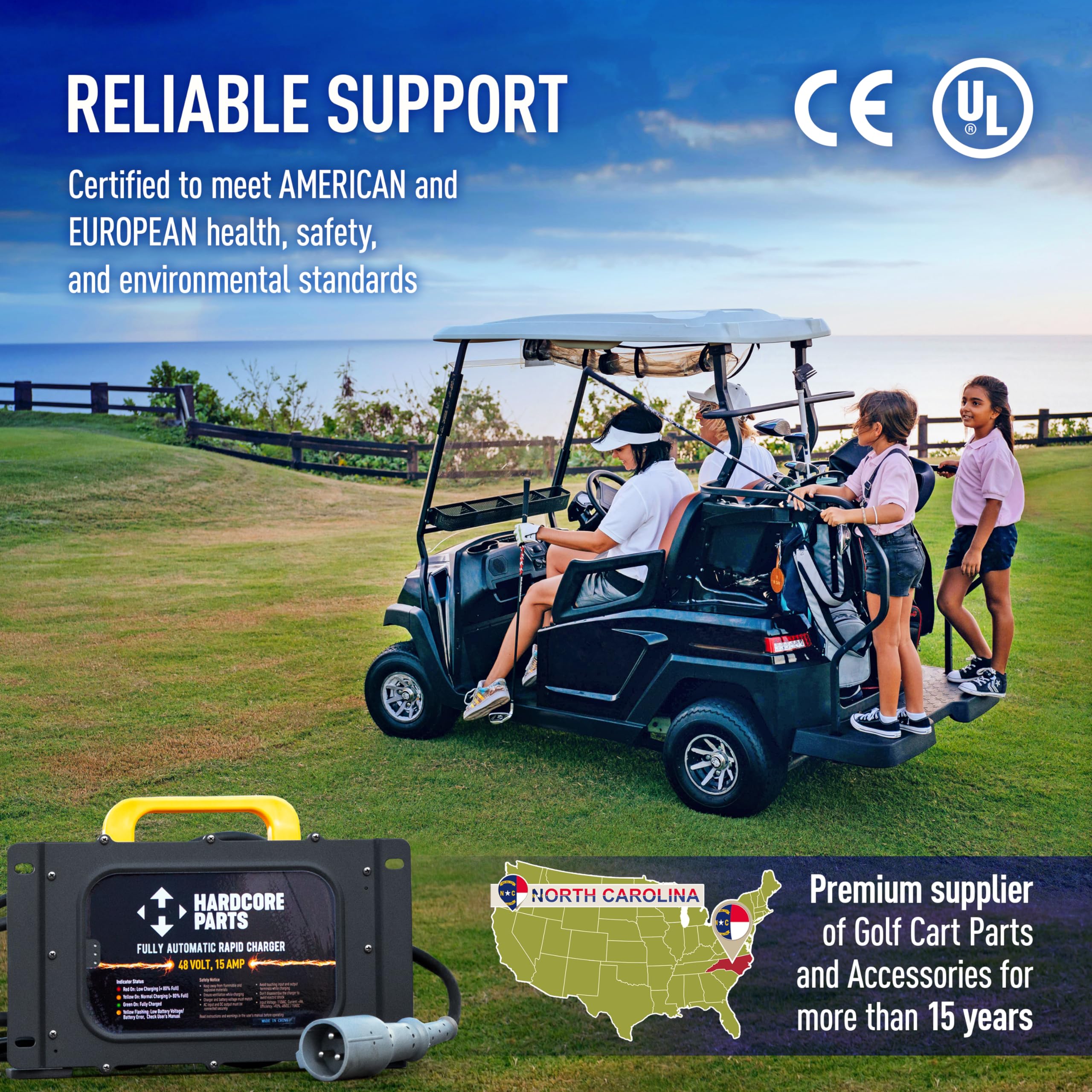 48V Fully Automatic Fast Golf Cart Charger for EZGO RXV - Quick Charging & Battery Protection - Perfect for Golf Courses, Resorts & Neighborhood Transport