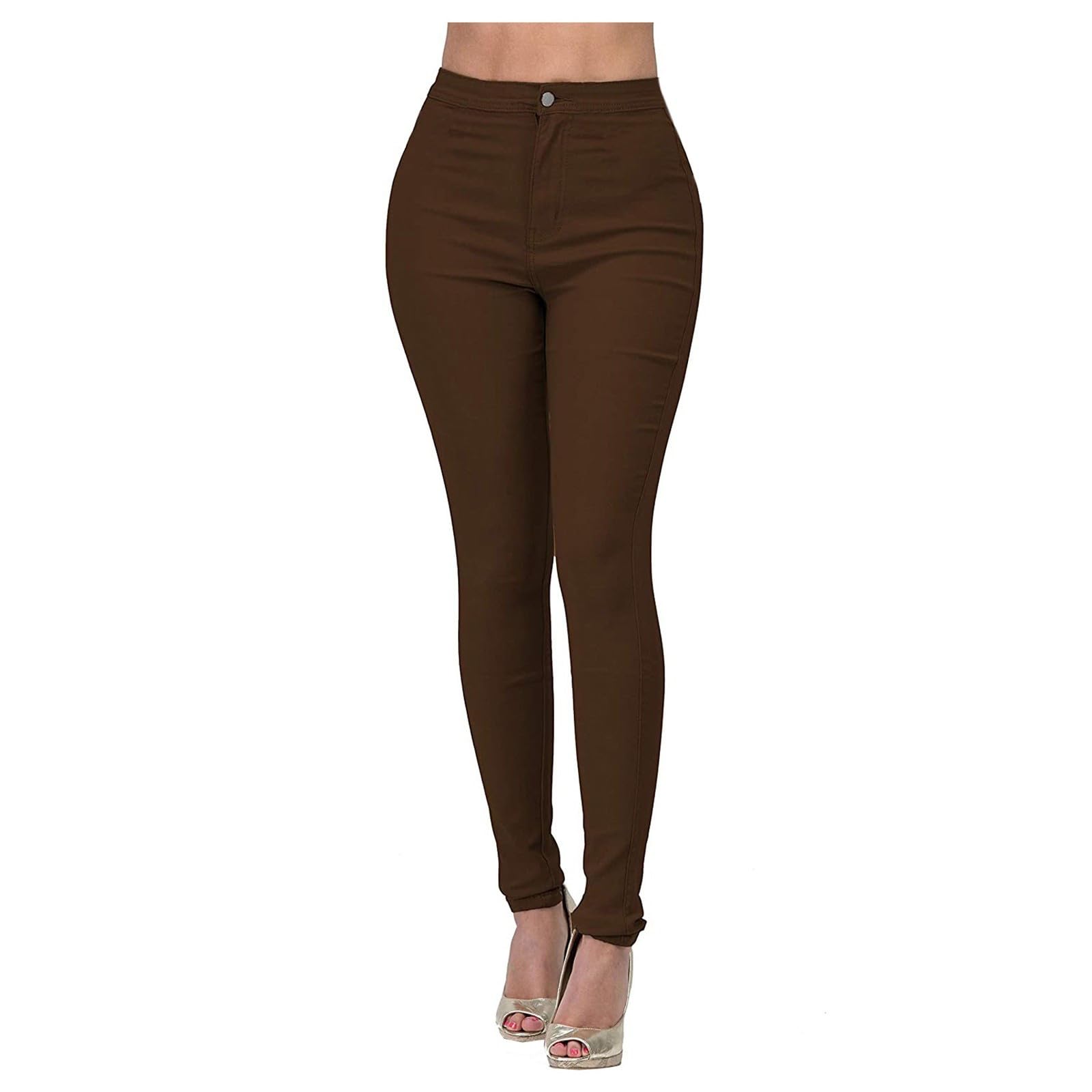 2024 Women's High Waist Slim Straight Stretch Jeans - Solid Color Casual Boyfriend & Loose Fit Denim Pants with Zipper | Perfect for Everyday Wear, Office & Weekend Outings