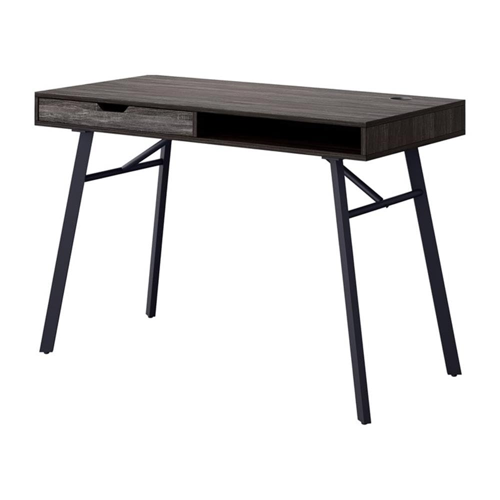 CorLiving Auston Modern Gray Engineered Wood Grain Finish Desk with Drawer - Stylish Home Office Desk with Storage for Small Spaces, Perfect for Remote Work & Study