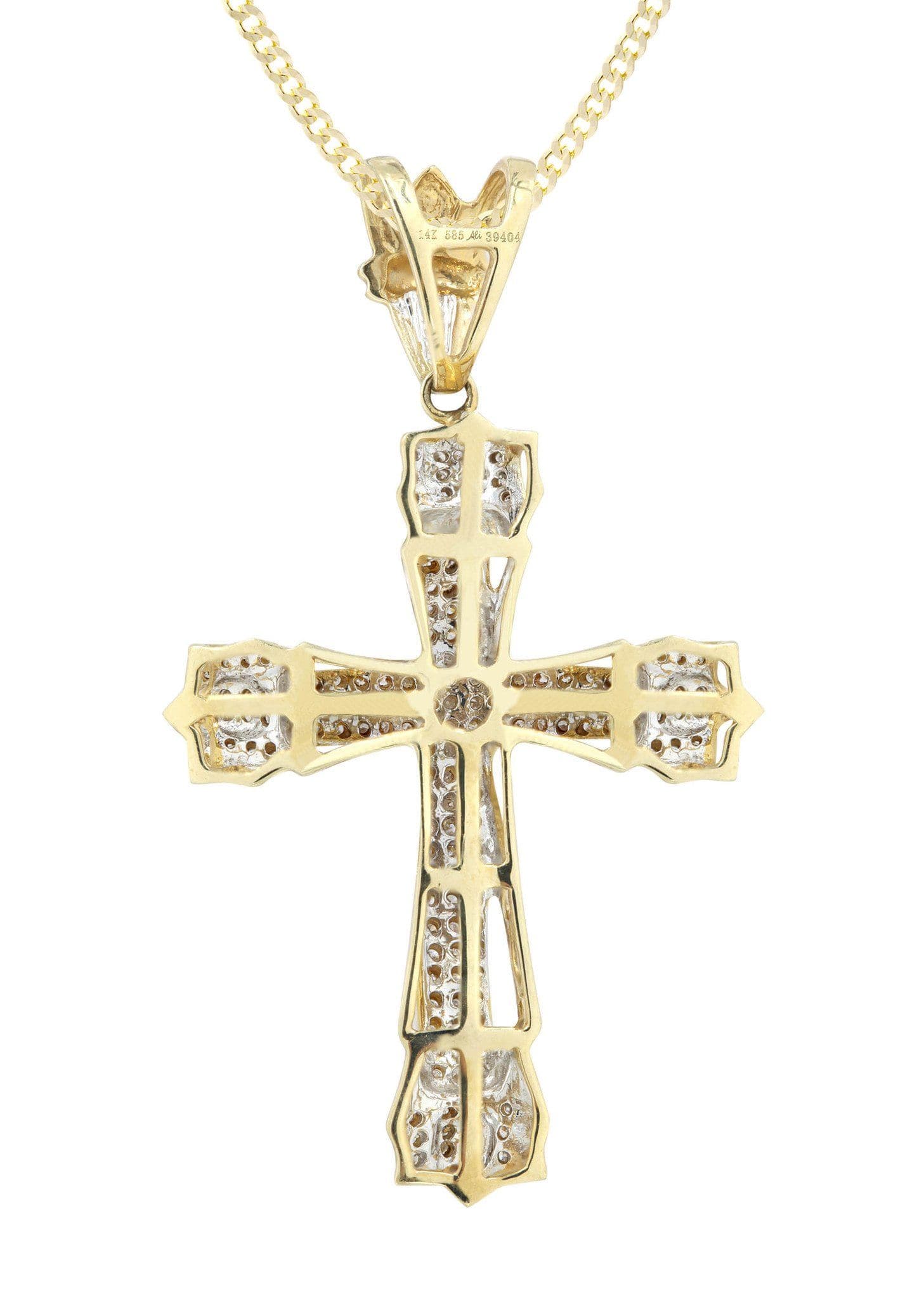 14K Yellow Gold Diamond Cross Pendant Necklace - 0.69 Carat Genuine Diamond Jewelry for Women - Perfect for Gifts, Weddings & Religious Occasions