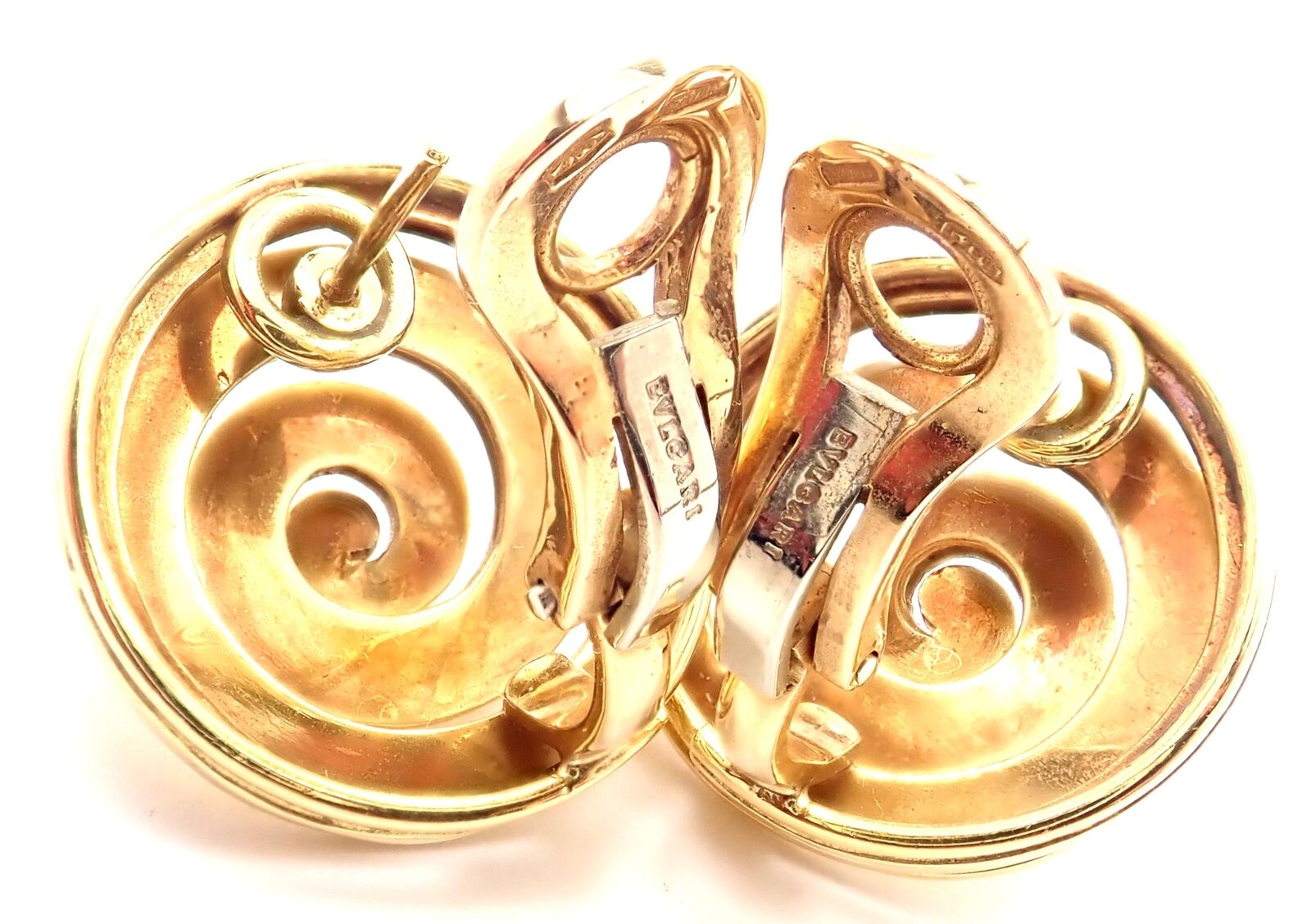 Authentic Vintage BULGARI BULGARI 18k Yellow Gold Swirl Earrings - Luxury Italian Jewelry for Women, Perfect for Weddings & Special Occasions