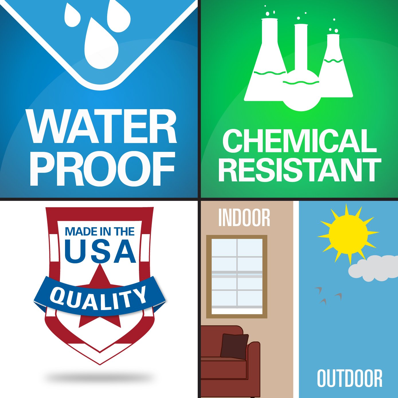 6 Pack Recycle and Trash Bin Stickers - 4 Inch Round Vinyl Labels for Home, Kitchen, Office - Waterproof UV Protected Decals for Waste Sorting - Perfect for Garbage Cans, Recycling Bins & Compost Bins (Denim Blue) - Ideal for Home Organization & Eco-Friendly Waste Management