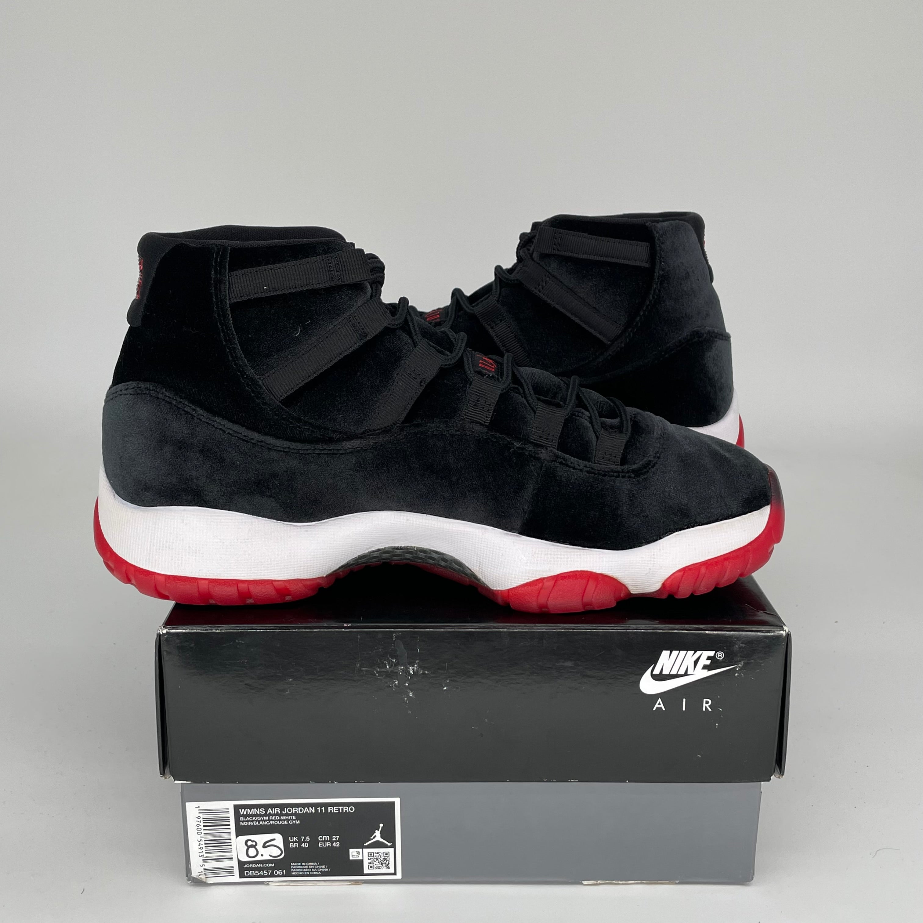 AIR JORDAN 11 BRED VELVET Basketball Shoes - Women's Size 8.5/10W (DB5457-061) - Perfect for Streetwear, Gym & Casual Fashion
