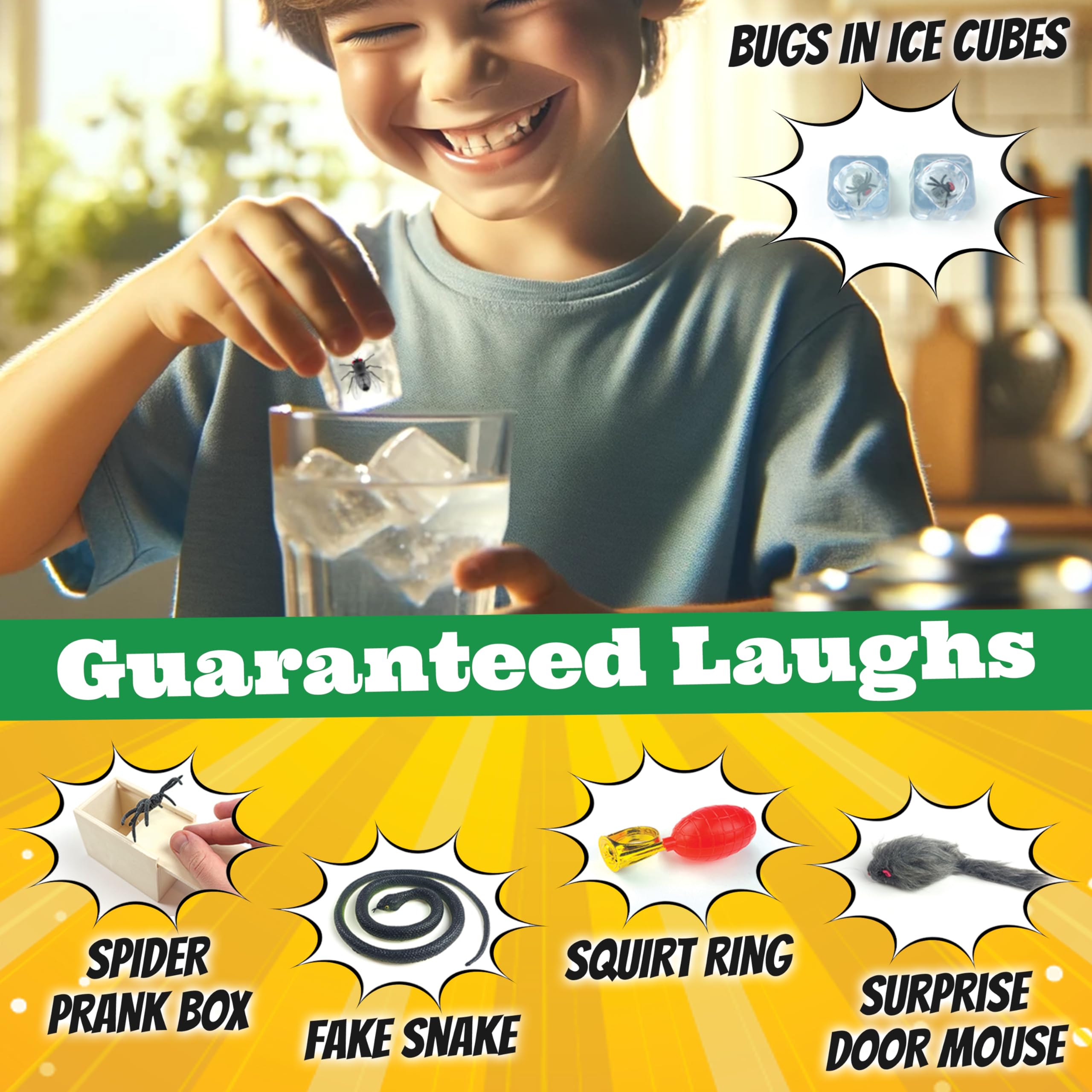 20 Ultimate Practical Jokes & Pranks Kit for Kids - Funny Gag Toys Gift Set Box for Birthday Parties, Halloween Tricks & Family Fun