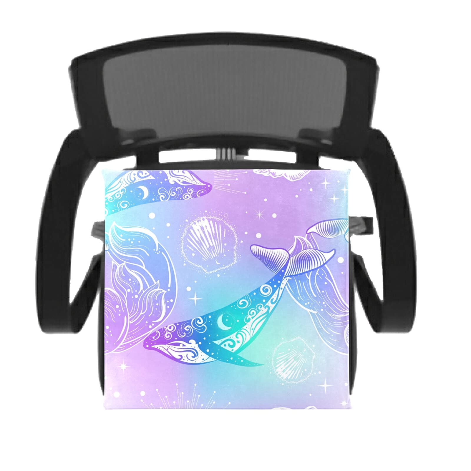 Whales & Dolphins Waves Memory Foam Seat Cushion - Washable Chair Pad for Dining, Kitchen & Office Chairs - Perfect for Home, Work & Back Pain Relief