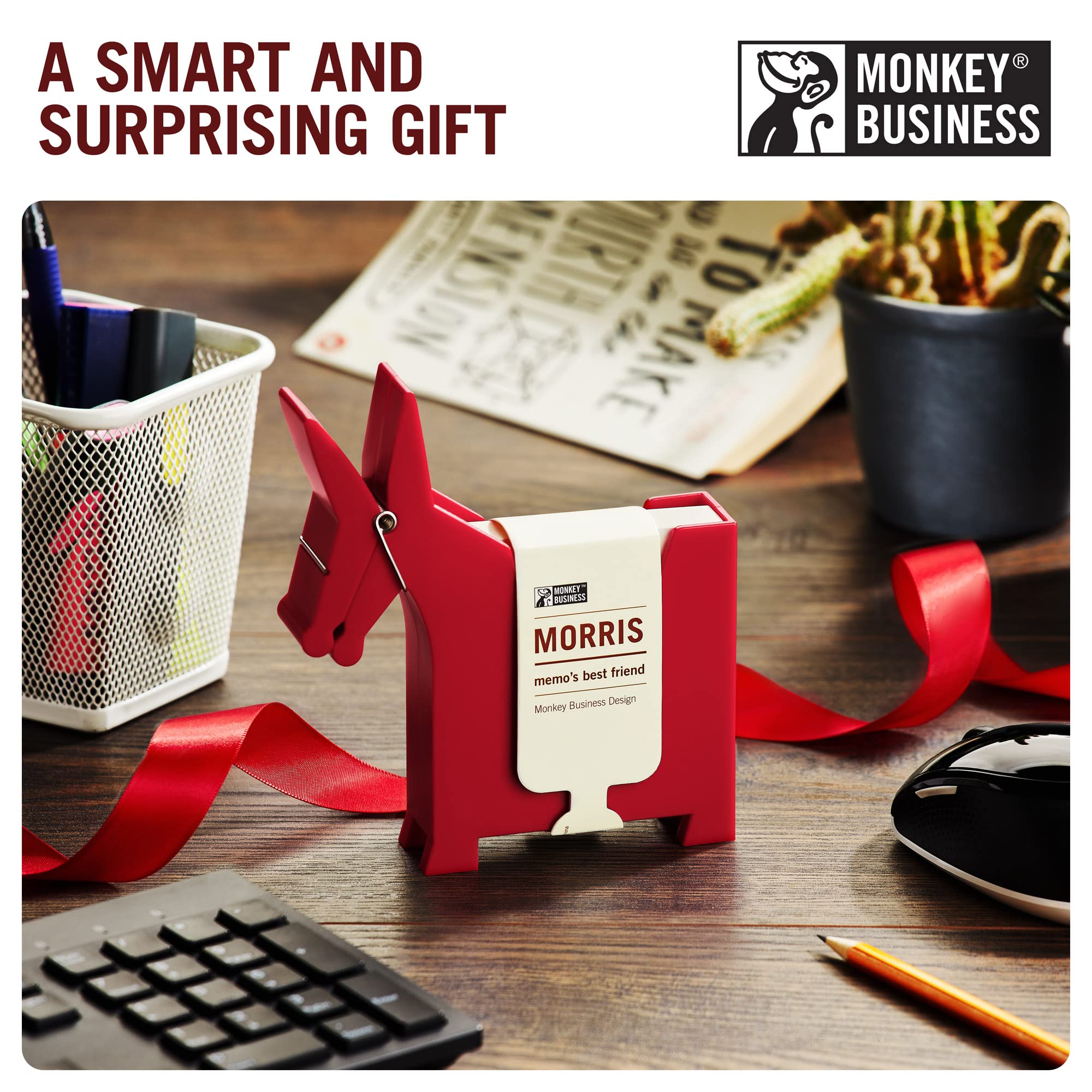 Morris the Donkey Desktop Memo Holder - Cute Office Supplies & Funny Desk Decor for Sticky Notes | Perfect Desk Organizer for Home Office, Workstation & School | Adorable Donkey-Shaped Note Holder by Monkey Business