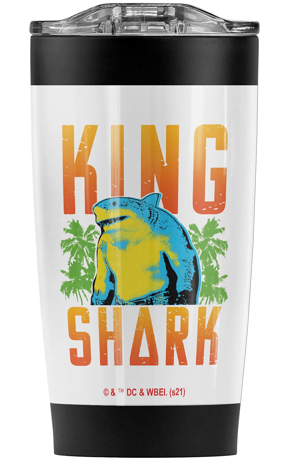 LOGOVISION Suicide Squad 2 Shark Surf Stainless Steel Tumbler 20oz - Vacuum Insulated Double Wall Coffee Travel Mug with Leakproof Sliding Lid - Keeps Hot & Cold Beverages Perfect Temperature - Ideal for Office, Gym, Camping & Road Trips