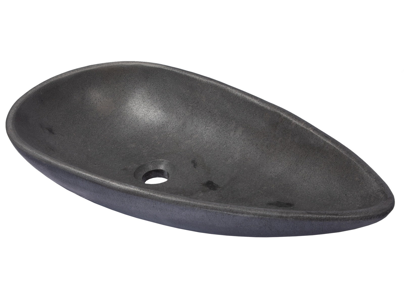 Black Lava Stone Pod-Shaped Vessel Sink - Modern Bathroom Vanity Basin for Contemporary Home Decor | Perfect for Powder Rooms, Master Baths & Spa Retreats