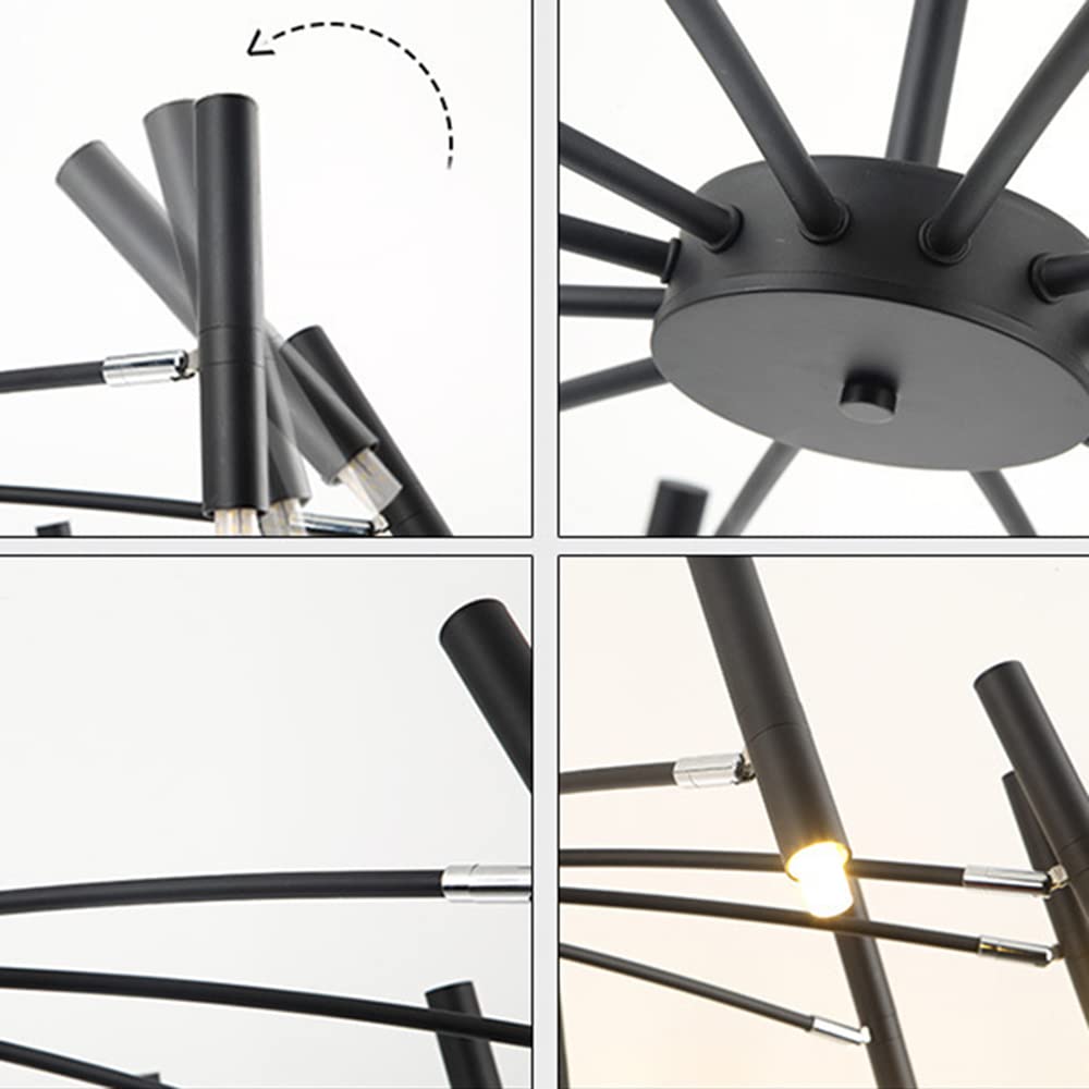 LITFAD 12-Light Modern White LED Chandelier - Contemporary Ceiling Light Fixture for Bedroom, Living Room & Restaurant Decor - 110V-120V - Perfect for Dining Rooms, Entryways and Luxury Home Lighting