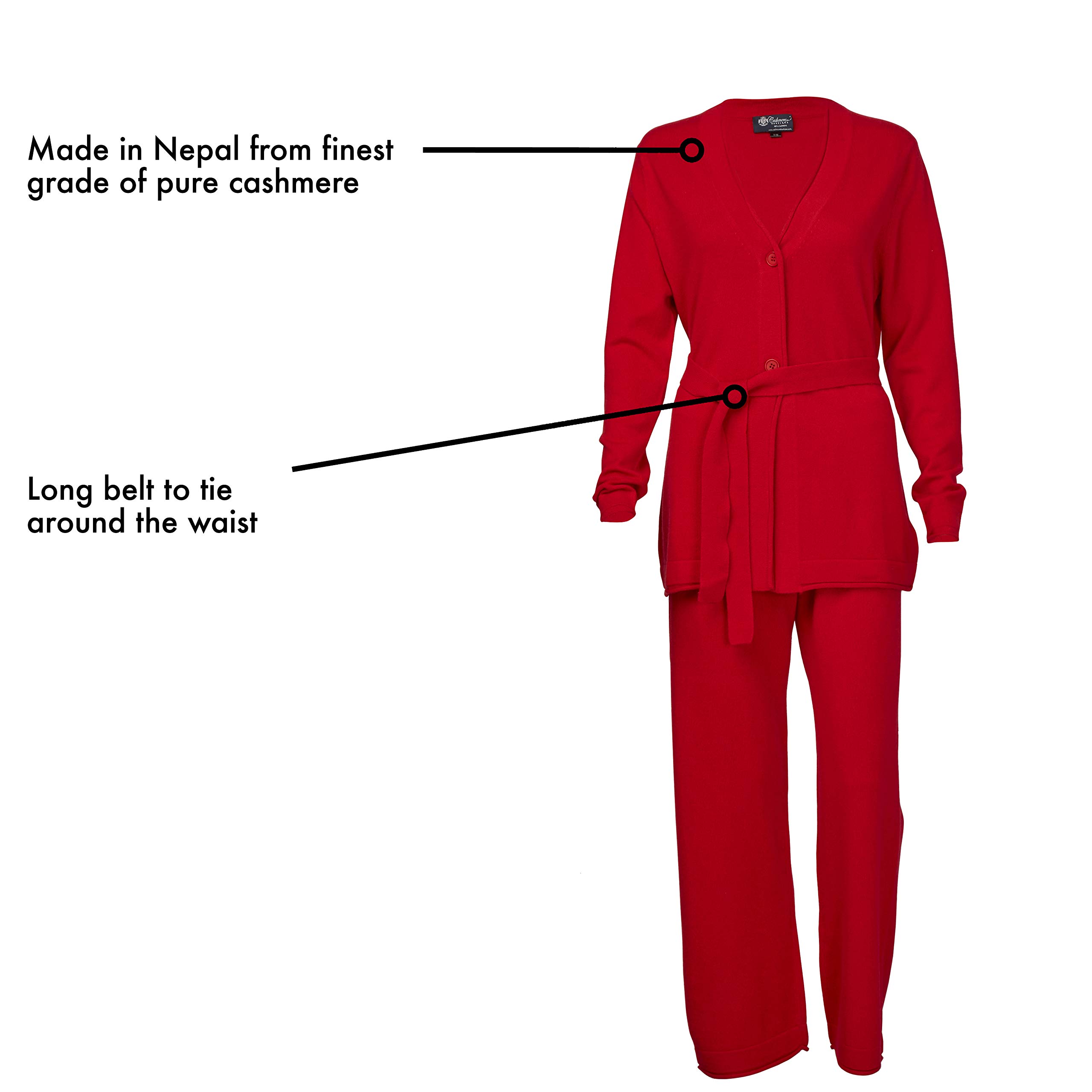 100% Pure Cashmere Women's Lounge Pajama Set - Soft & Warm Long Sleeve Sleepwear for Winter Nights, Cozy Homewear & Luxury Gift Idea