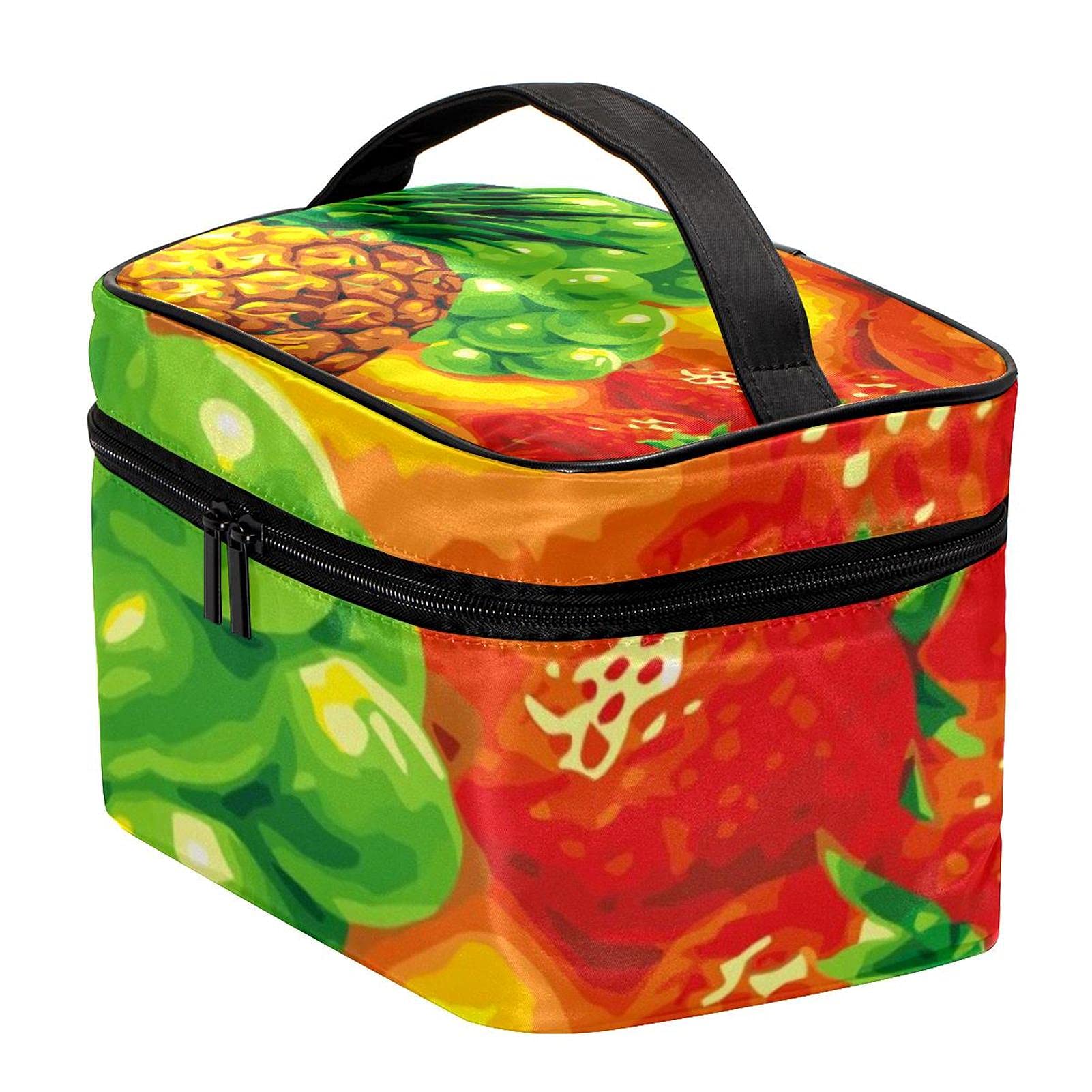 Fruit Pattern Travel Makeup Bag - Large Cosmetic Organizer with Zipper for Women & Girls | Perfect for Toiletries, Makeup Storage & Travel Essentials