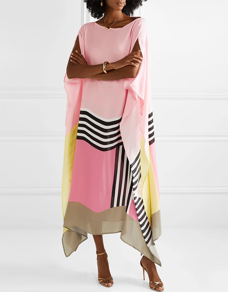 Baby Pink Soft Satin Silk Kaftan Dress for Women - Elegant Loungewear & Beach Cover Up