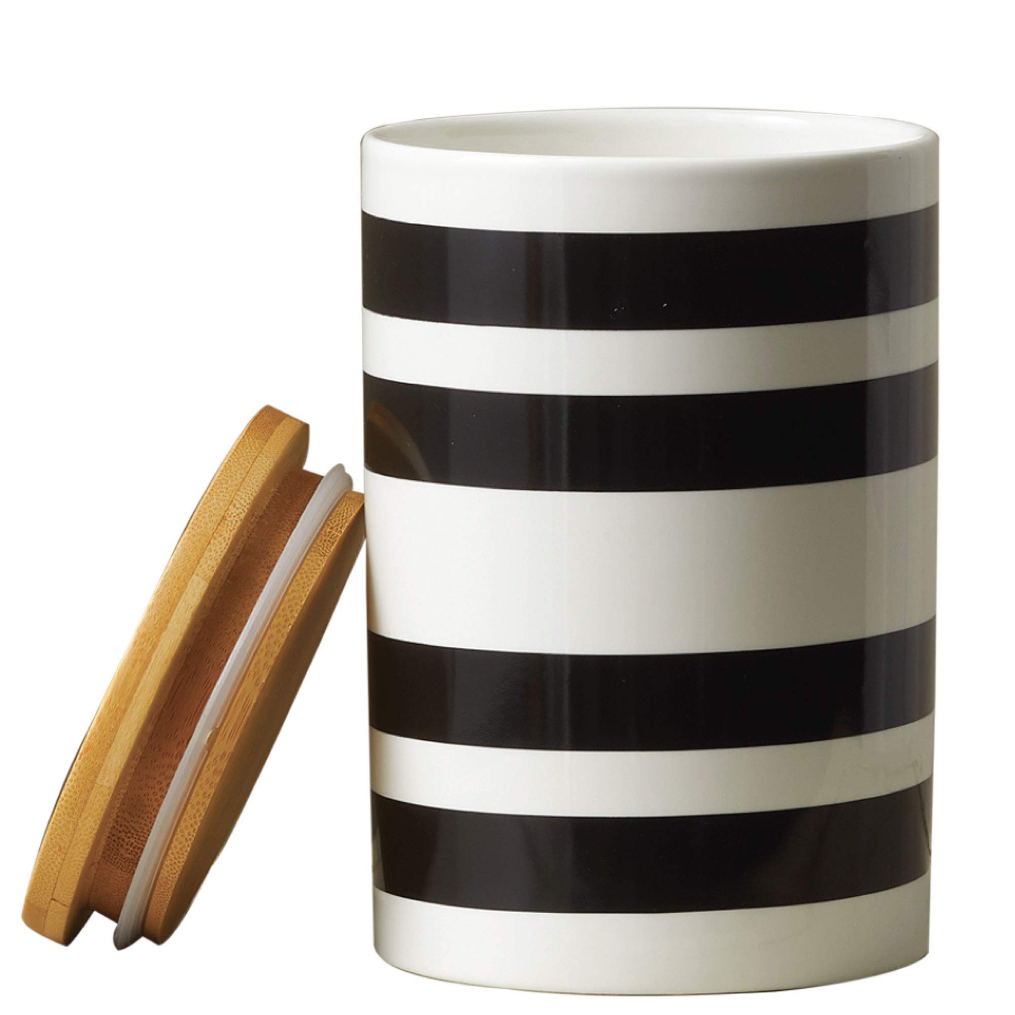 Latter-Day Home Stripe Kitchen Canister Set - 4.25'’x 4.25’’x 6.5'' Flour and Sugar Containers - Countertop Storage for Baking Essentials, Coffee, Tea, and Spices