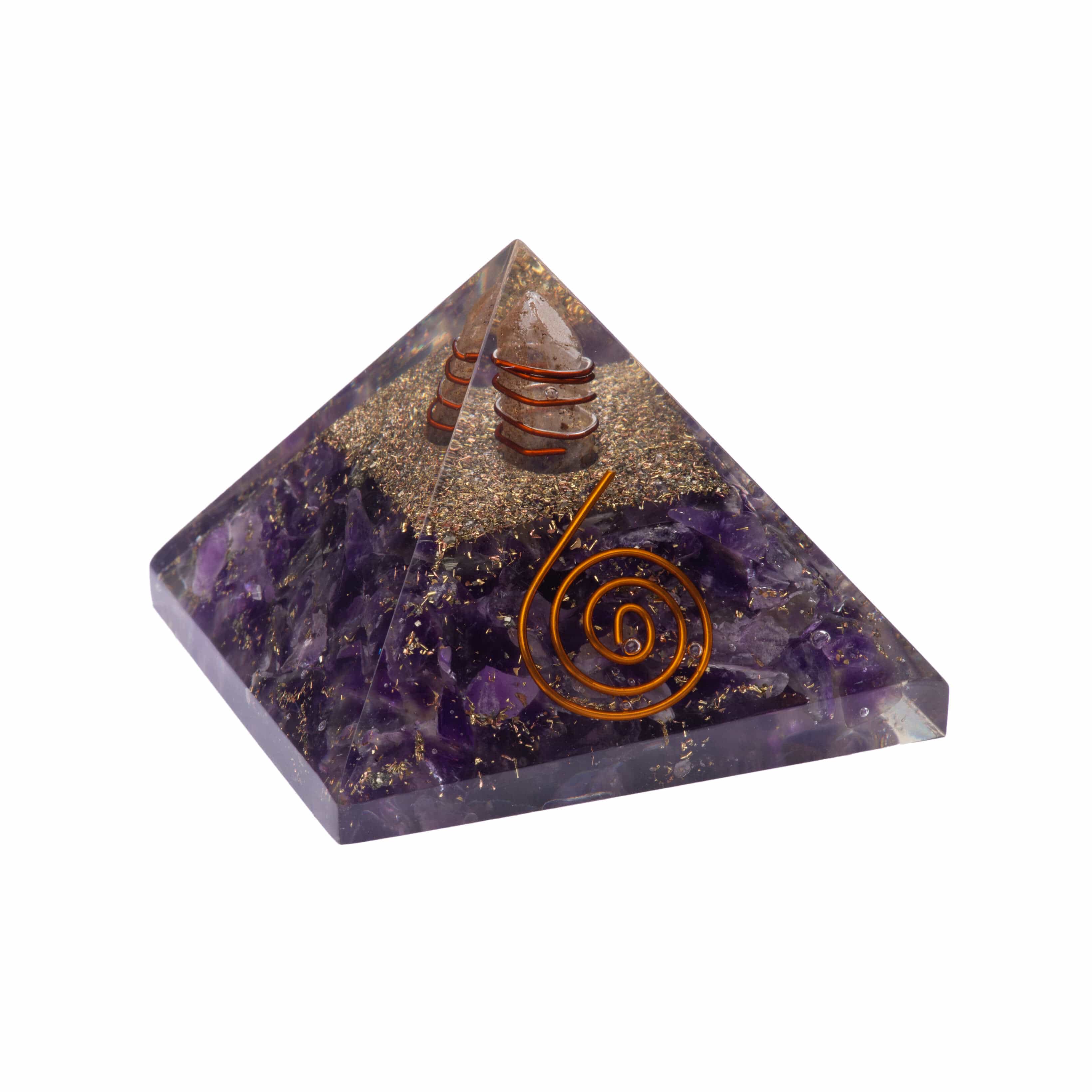Amethyst Orgonite Pyramid - Natural Healing Crystal for Energy Cleansing, Meditation & Stress Relief | Home, Office & Spiritual Space Decor