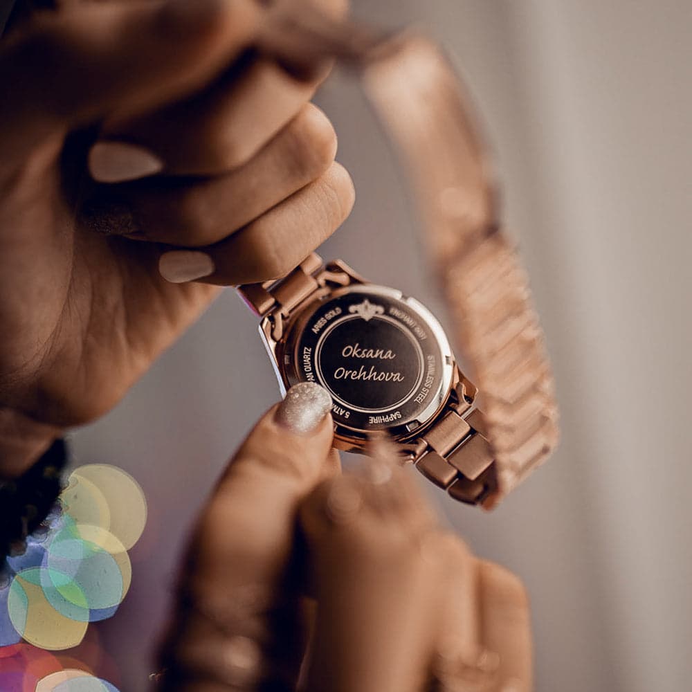 ARIES GOLD ENCHANT LIBERTY Rose Gold Stainless Steel Women's Watch L 5031 RG BK - Elegant Timepiece for Business, Party & Everyday Wear