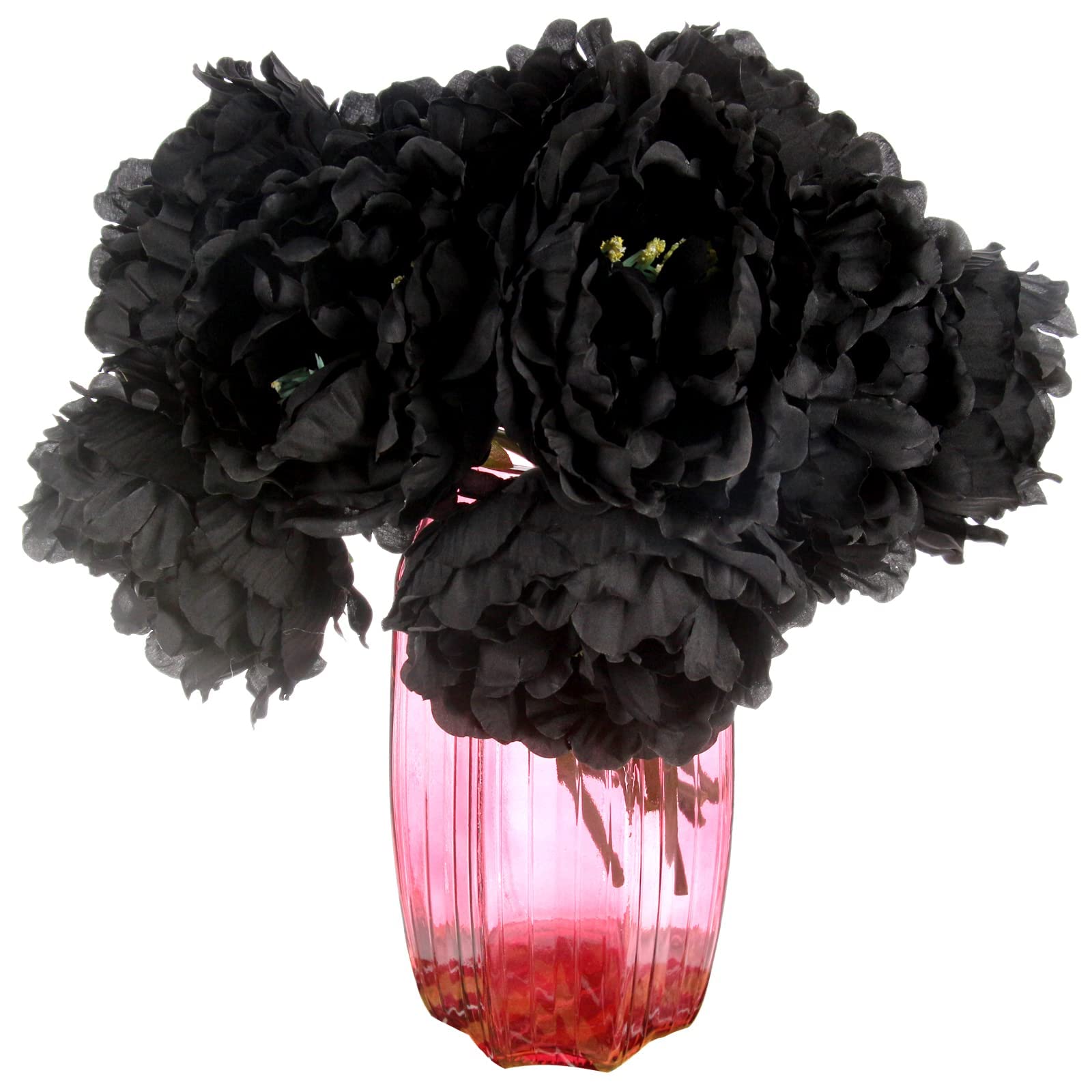 Tinsow 5-Pack Artificial Black Peony Flowers - Realistic Faux Silk Peonies for Home Decor, Halloween Party, Wedding Bouquets & Table Centerpieces (Black, 5 Pcs)