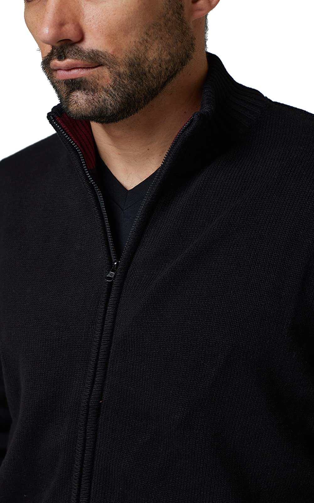 Men's Lightweight Long Sleeve Funnel Neck Zip-Up Sweater Cardigan - Cozy Winter Pullover for Casual Wear & Outdoor Activities