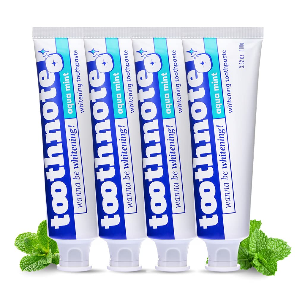 Natural Whitening Toothpaste for Sensitive Teeth - Organic Mint Fluoride Free Toothpaste (3.52oz x 4 Pack) | Removes Coffee & Tea Stains | SLS Free, Gluten Free | Gentle Whitening for Sensitive Gums | Perfect for Morning Routine & Travel Use