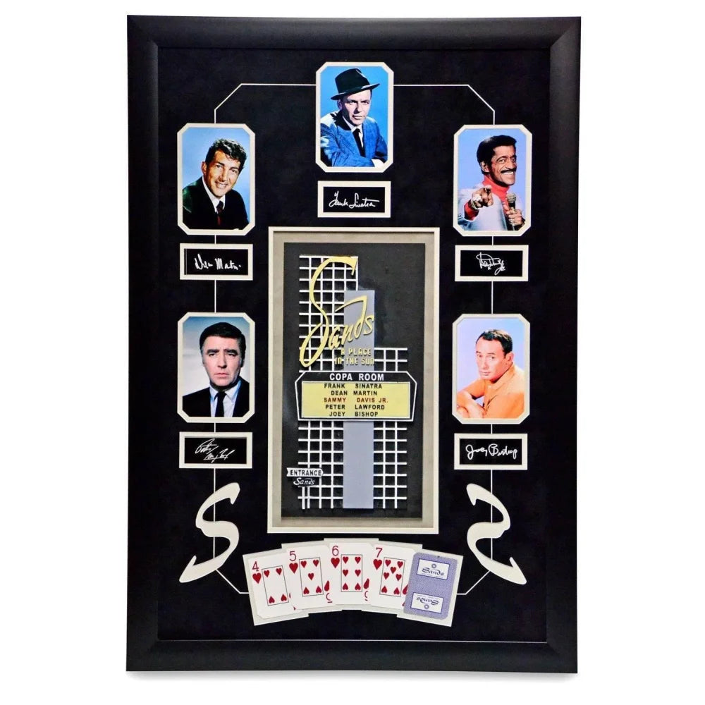 Rat Pack Sands Hand Painted Sculpture with Facsimile Autographs of Frank Sinatra & Sammy Davis Jr. - Perfect for Music Lovers, Vintage Collectors, and Home Decor