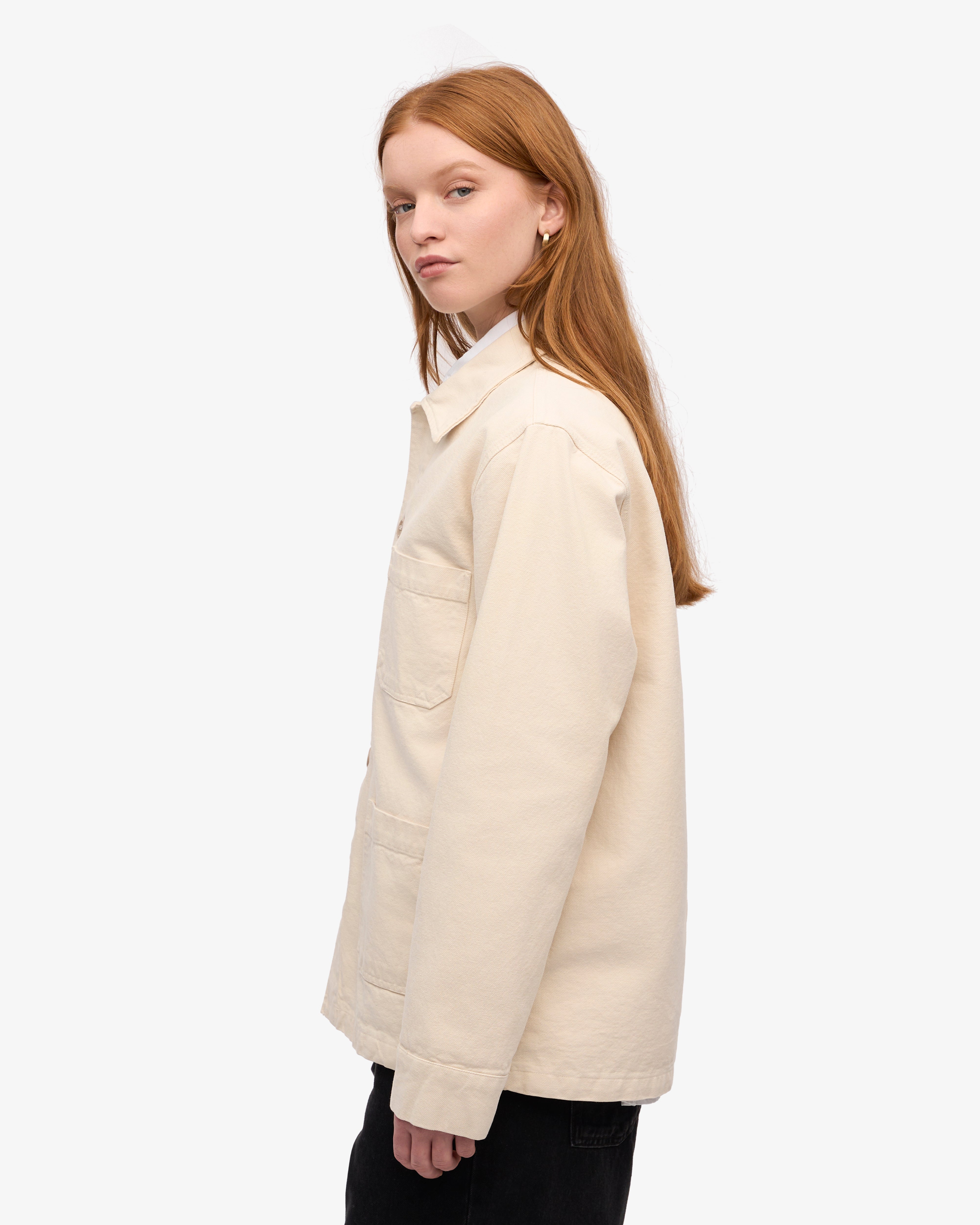 Organic Workwear Jacket for Men & Women - Ivory White Cotton Twill Jacket - Durable & Comfortable for Outdoor Work, Construction & Gardening