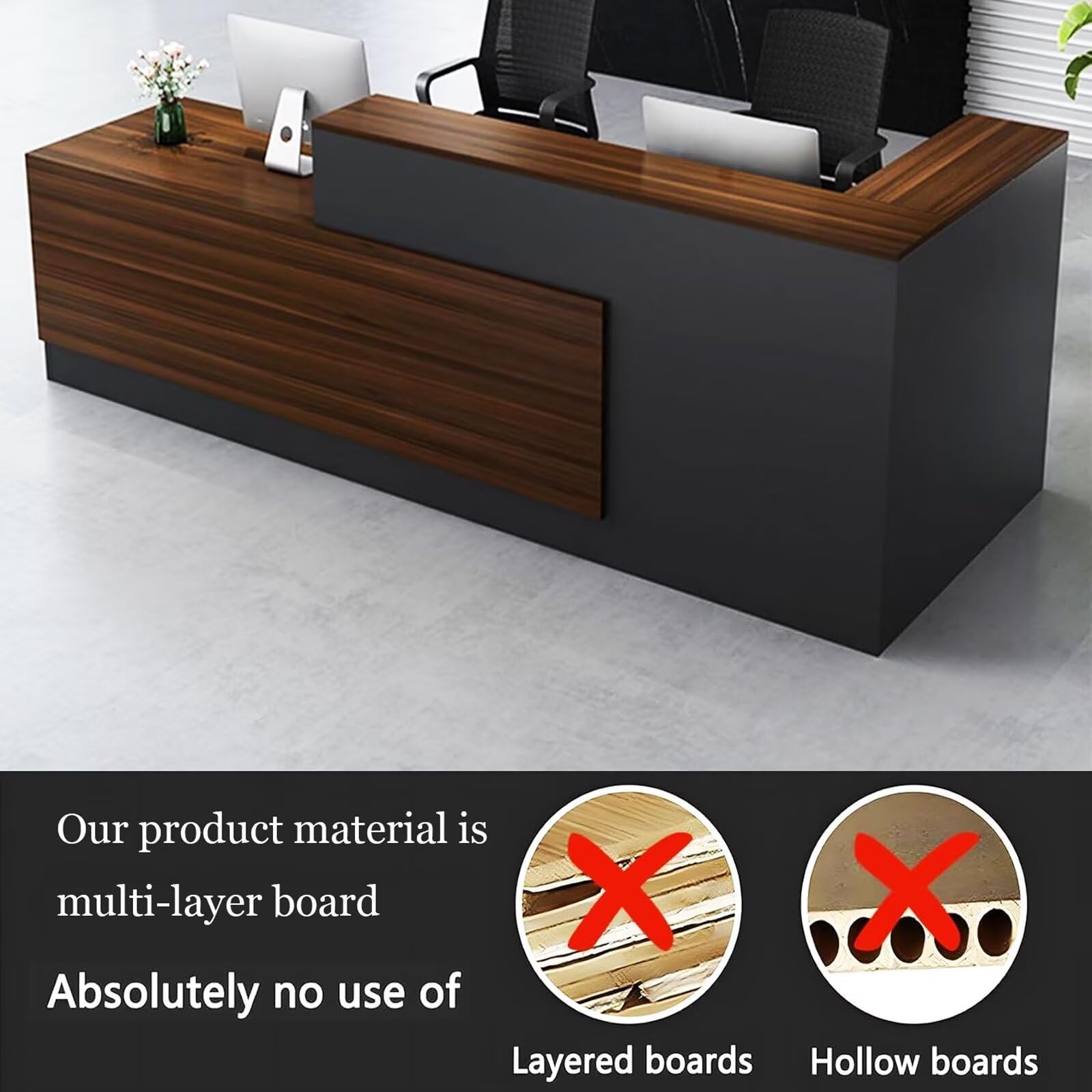 CHARON L-Shaped Reception Desk with Lockable Drawers & Keyboard Tray - 63