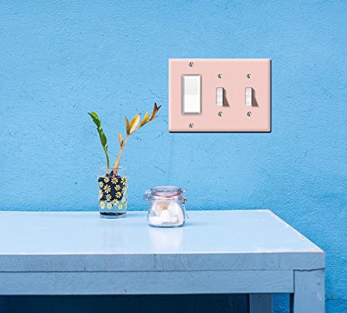 WIRESTER 3-Gang Light Switch Plate Cover - 1 Decorator & 2 Toggle Style, Solid Light Pink (2-Pack) - Perfect for Bedrooms, Living Rooms & Home Decor Upgrades
