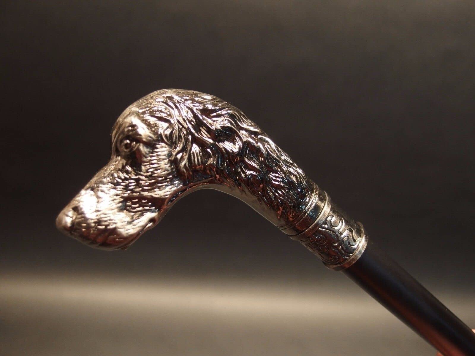 Antique Silver Dog Head Walking Cane - Traditional Unisex Walking Stick for Men & Women - Perfect for Hiking, Fashion Accessory, and Elderly Support
