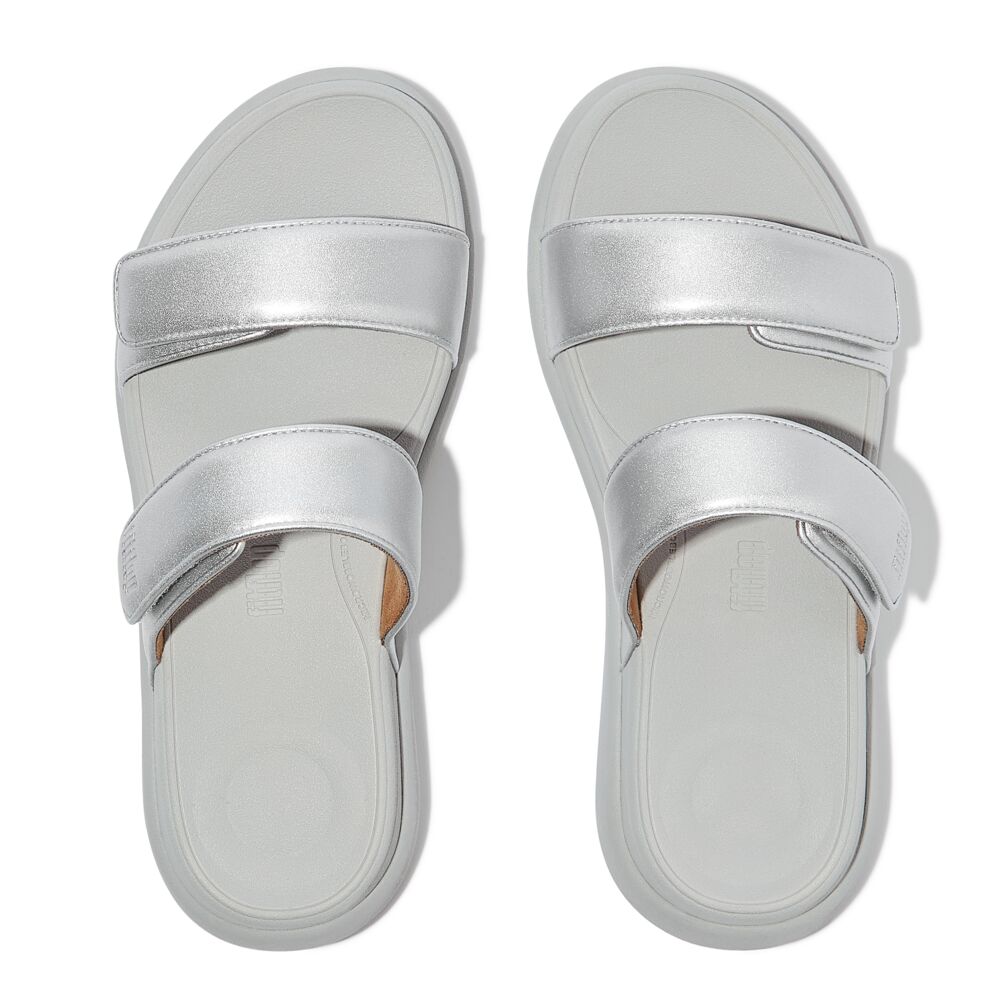 FitFlop F Mode Go Adjustable Flatform Two Bar Slide Sandals for Women - Comfortable Orthopedic Summer Sandals with Arch Support | Perfect for Beach, Pool, and Casual Outings