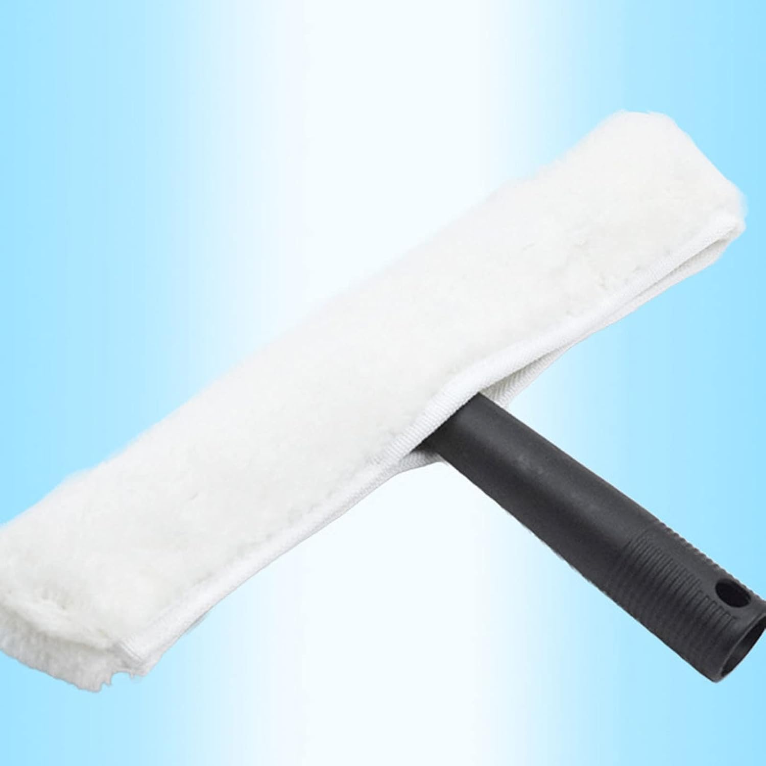 Qwick Click Cotton Window Washer Cleaning Tool - Handy Glass Wiper for Windows & Car Windshields - Wet & Dry Mop (White/Black) - Perfect for Home, Office & Auto Cleaning