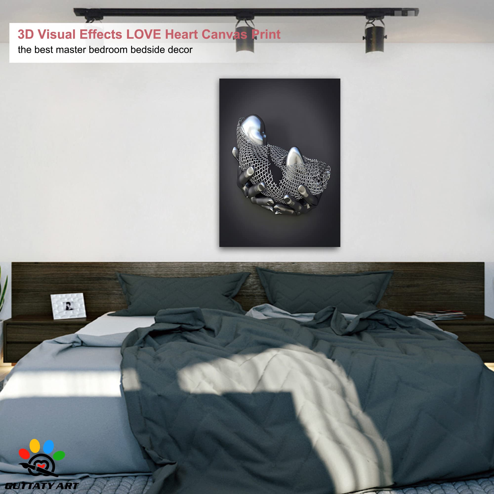 3D Metal Effect Canvas Wall Art - Modern Silver Framed Wall Decor for Living Room, Bedroom & Nursery - Mother's Day Gift Idea - 28x40 Inches - Perfect for Home, Office & Gifting