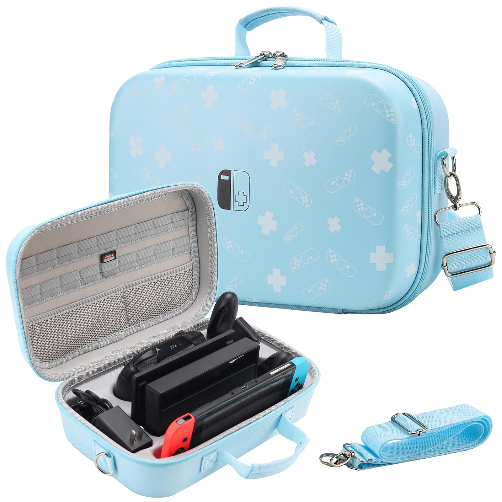 Nintendo Switch & Switch OLED Hard Shell Travel Case - Protective Storage with Soft Lining for Console & Pro Controller Accessories (Blue) | Perfect for Gaming on the Go & Travel Protection