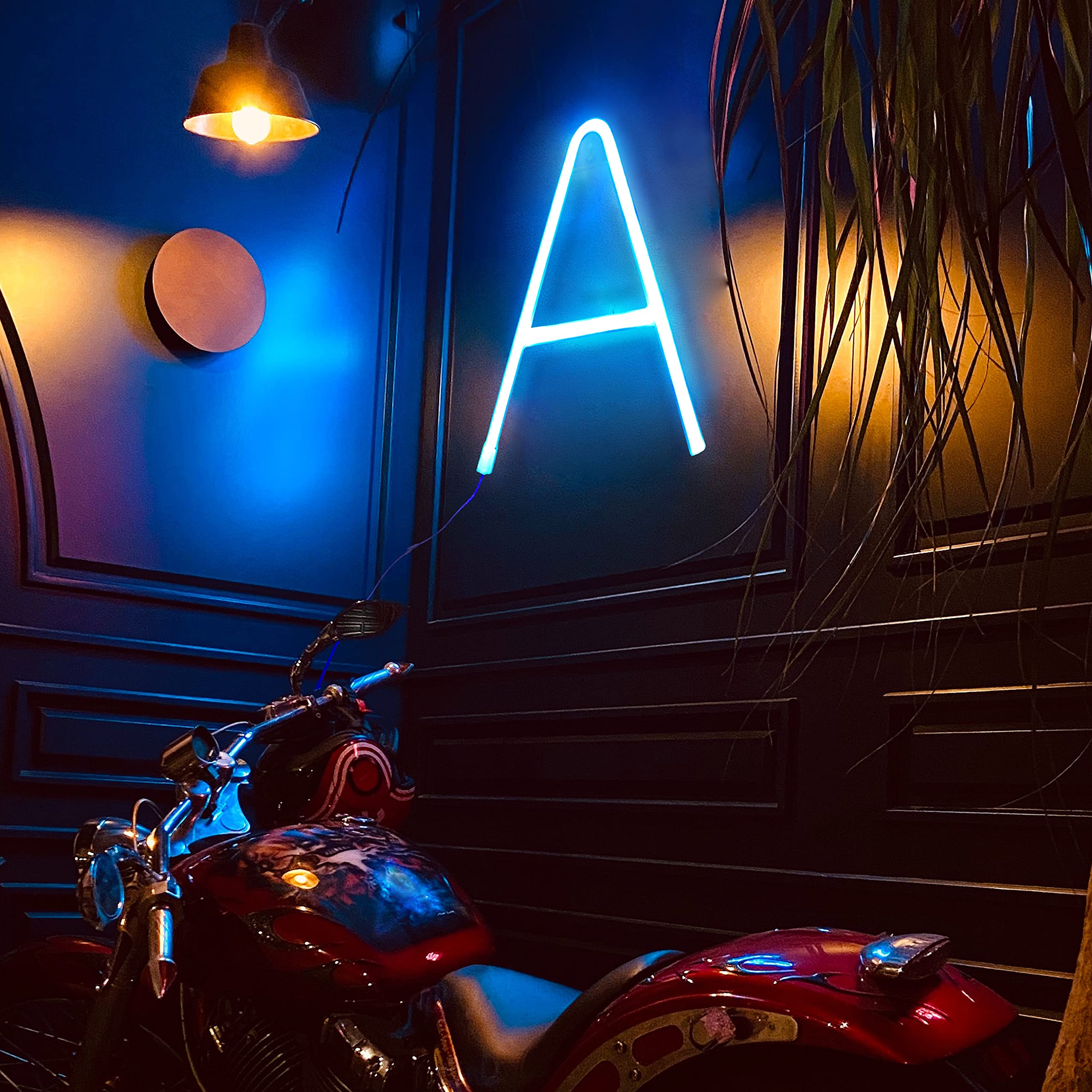 Custom LED Neon Letter Signs A-Z & 0-9 - Blue Wall Decor for Home, Bar, Wedding & Events - Battery/USB Powered Dimmable Neon Lights for Bedroom, Party & Business Signage