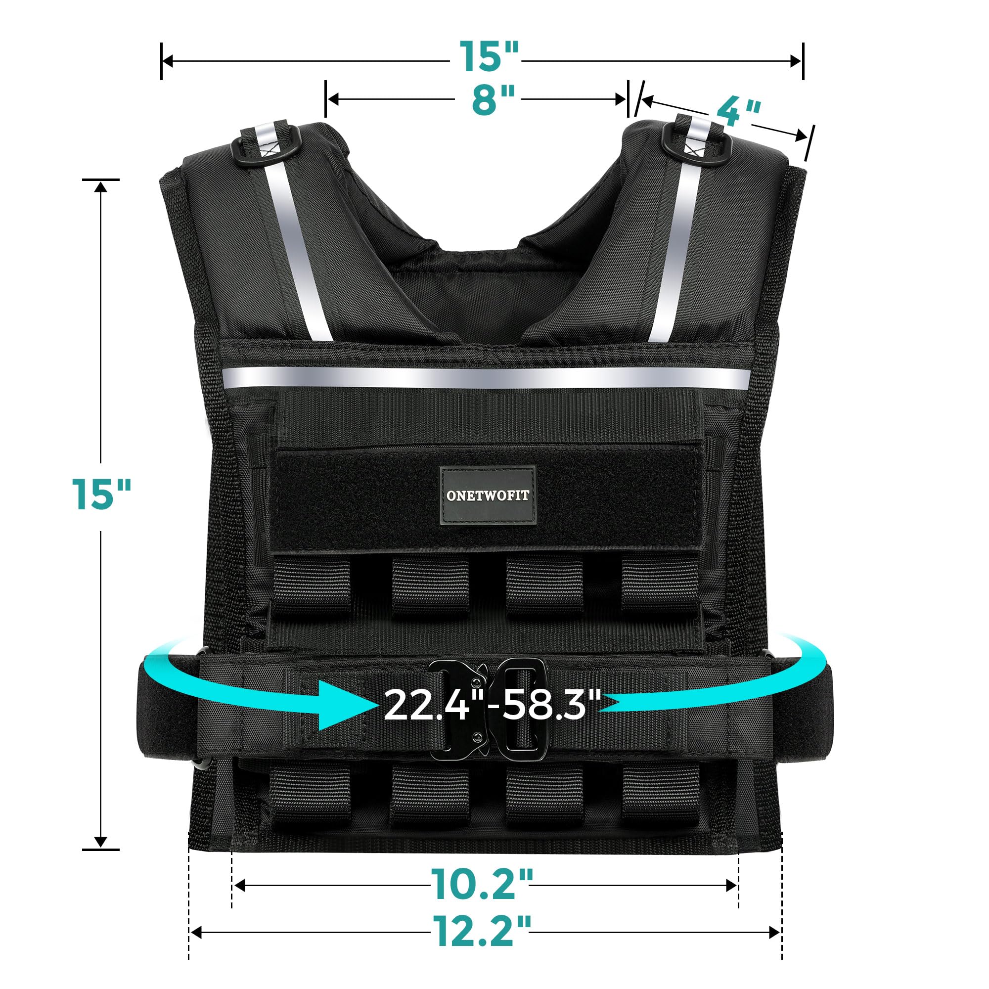 Adjustable Weighted Vest for Men 2-35 LBS - Rucking Vest with Reflective Stripe & 1.2