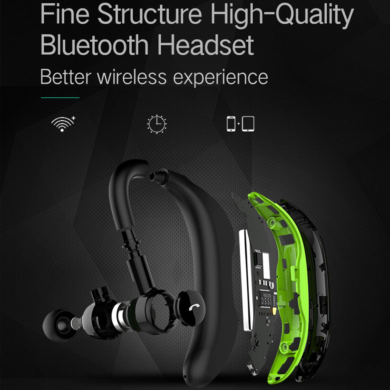Wireless Bluetooth Earbuds with Noise Cancellation, Hands-Free Calling Headset for iPhone & Android, Long Battery Life Earphones for Business, Office, Driving - Comfortable for Men & Women (Green) | Perfect for Commuting, Work Calls & Online Meetings