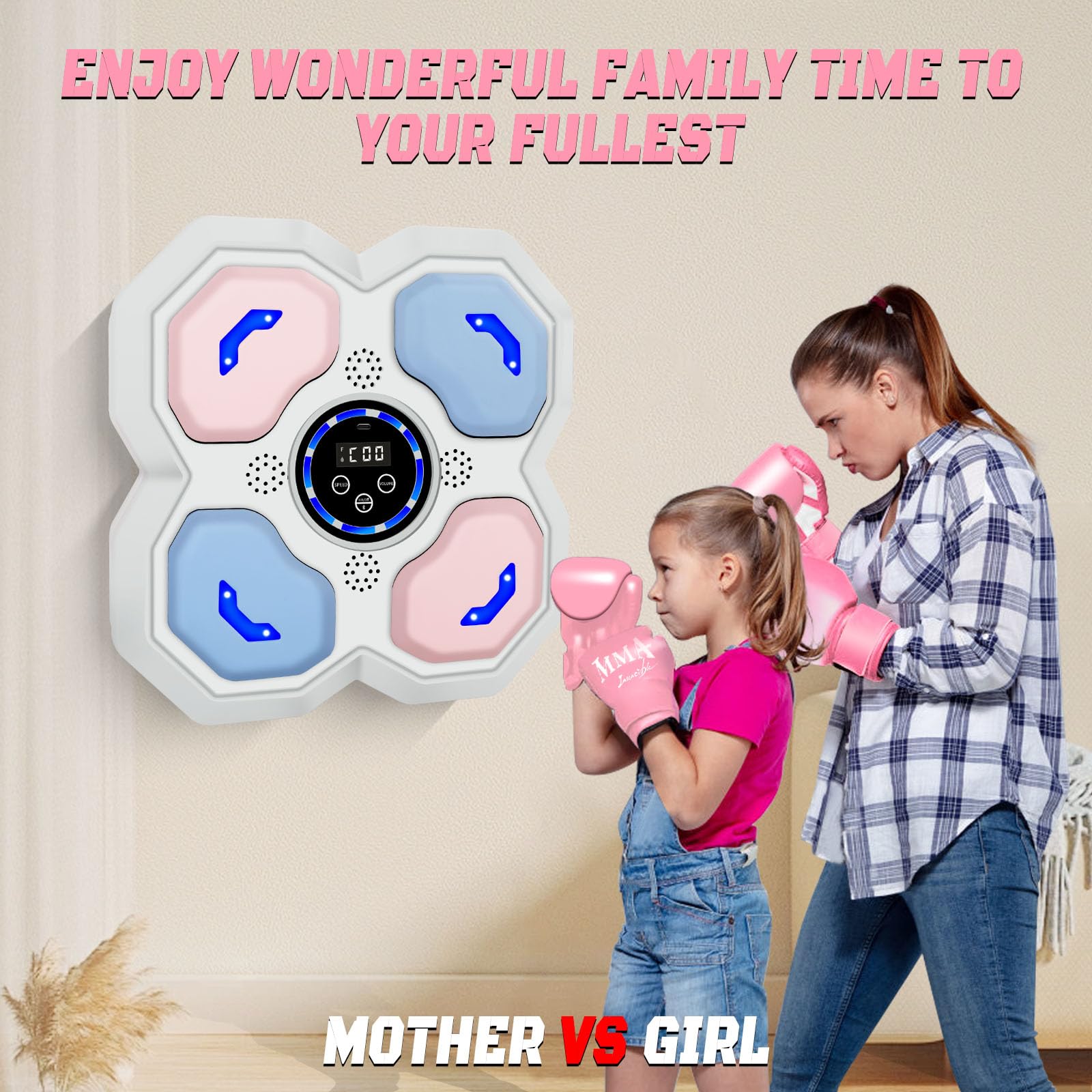 Music Boxing Machine for Kids, Teens & Adults - Wall-Mounted Boxing Trainer with Gloves | LED Electronic Focus Training Equipment for Home, Office & Gym | Perfect for Fitness, Stress Relief & Coordination Training