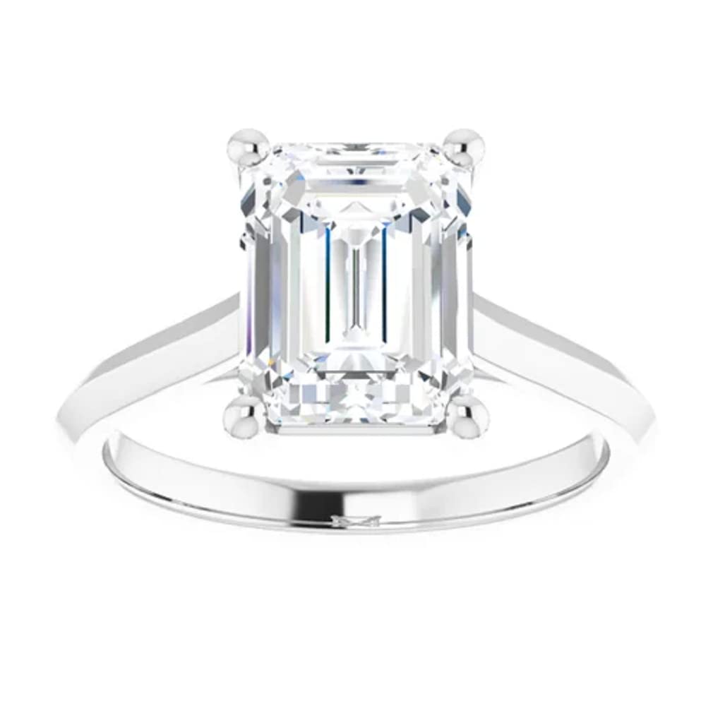 4 CT Emerald Cut Colorless Moissanite Engagement Ring for Women - Sterling Silver/Solid Gold Wedding Band Set - Diamond Solitaire 4-Prong Bridal Ring - Perfect for Proposals, Anniversaries & Special Occasions